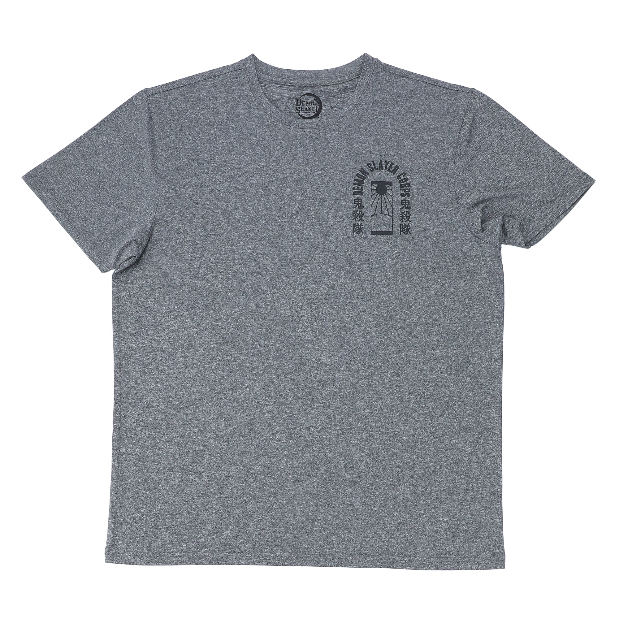 Demon Slayer Tanjiro Earring & Fox Mask Men's Athletic Heather Crew Neck Short Sleeve Performance Tee Gym Shirt