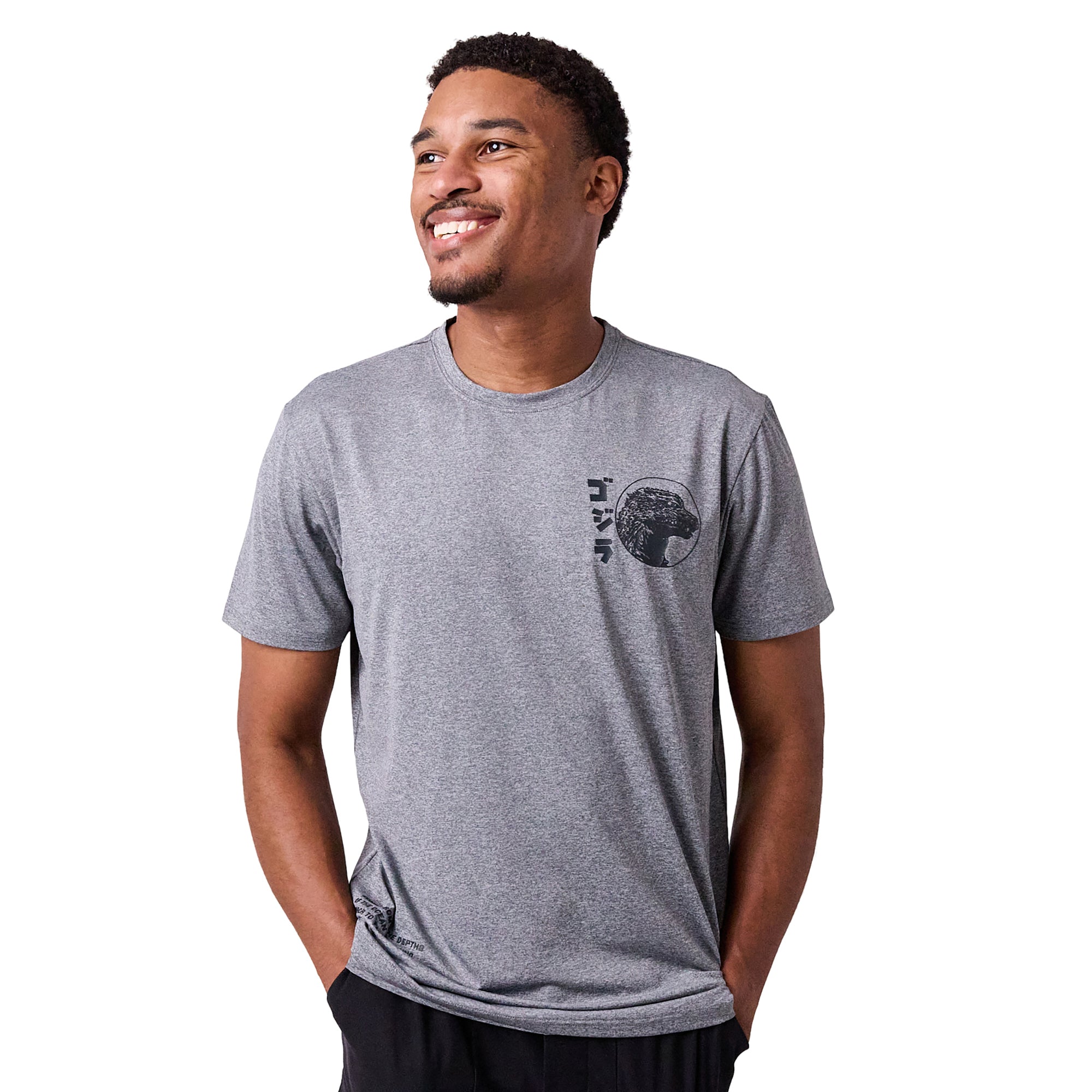 Godzilla Character Circle Men's Athletic Heather Crew Neck Short Sleeve Performance Gym Tee Shirt