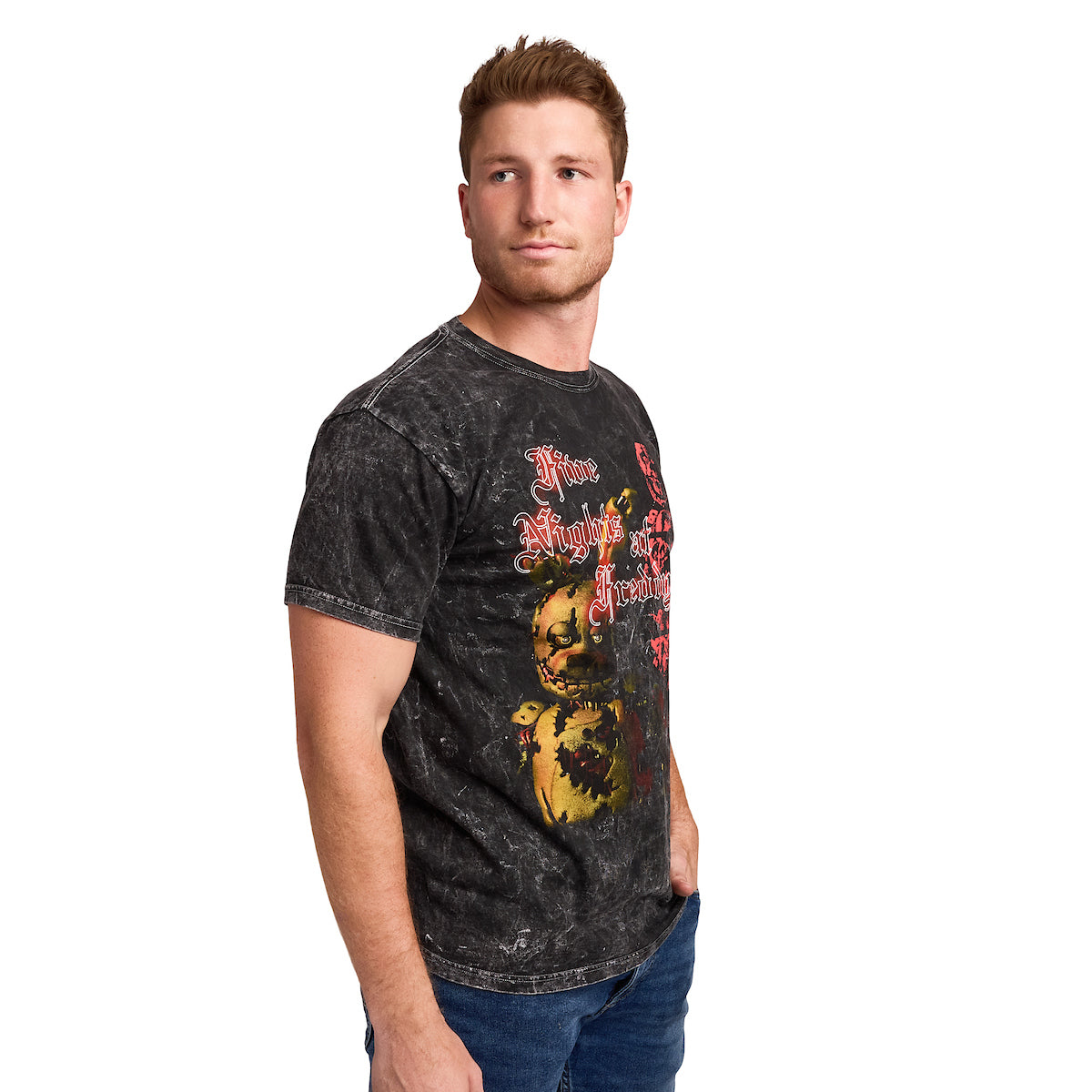 Five Nights At Freddy's I Always Come Back Men's Black Mineral Wash Crew Neck Short Sleeve T-shirt