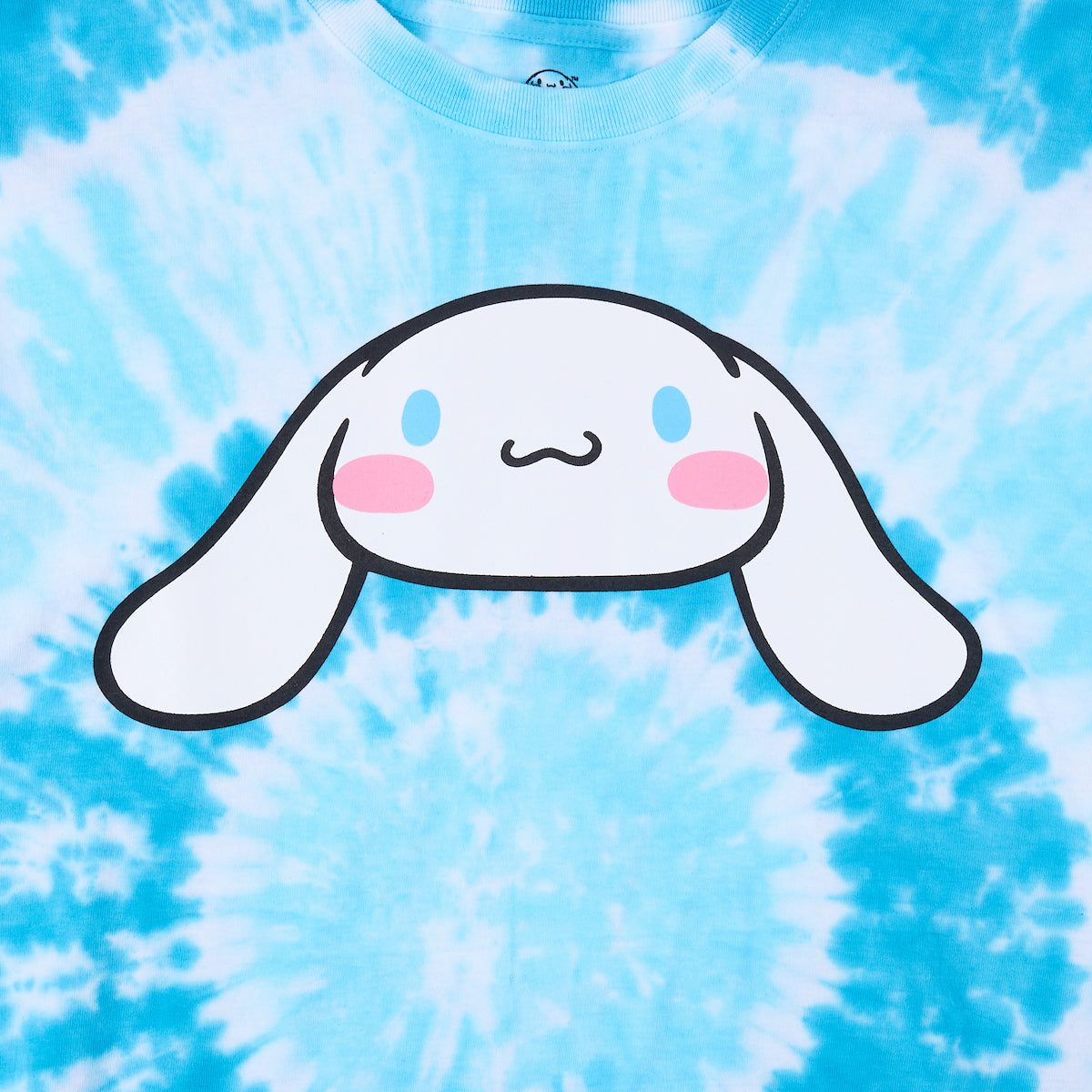 Cinnamoroll Character Face Men's Blue Spiral Tie-Dye Crew Neck Short Sleeve T-shirt