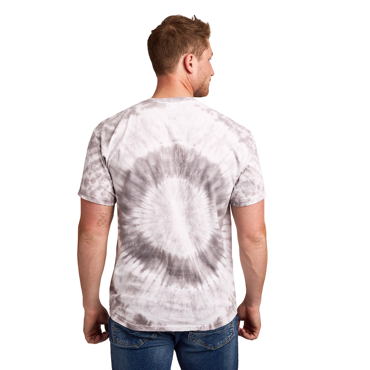 Kuromi Character Face Men's Black Spiral Tie-Dye Crew Neck Short Sleeve T-shirt
