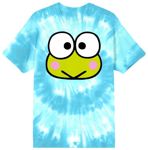 Keroppi Character Face Men's Blue Spiral Tie-Dye Crew Neck Short Sleeve T-shirt