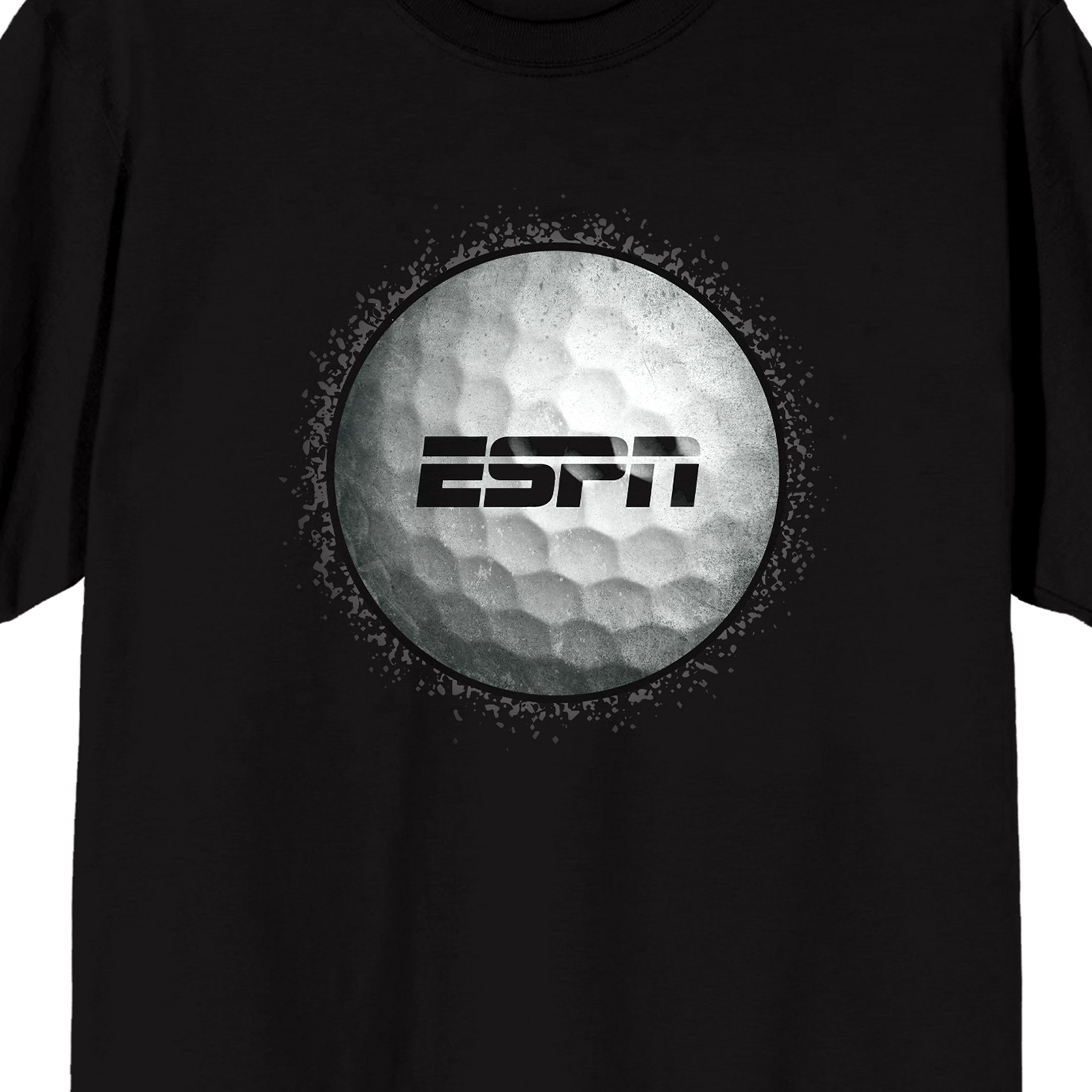 ESPN Golf Ball With Logo Adult Black Crew Neck Short Sleeve T-shirt