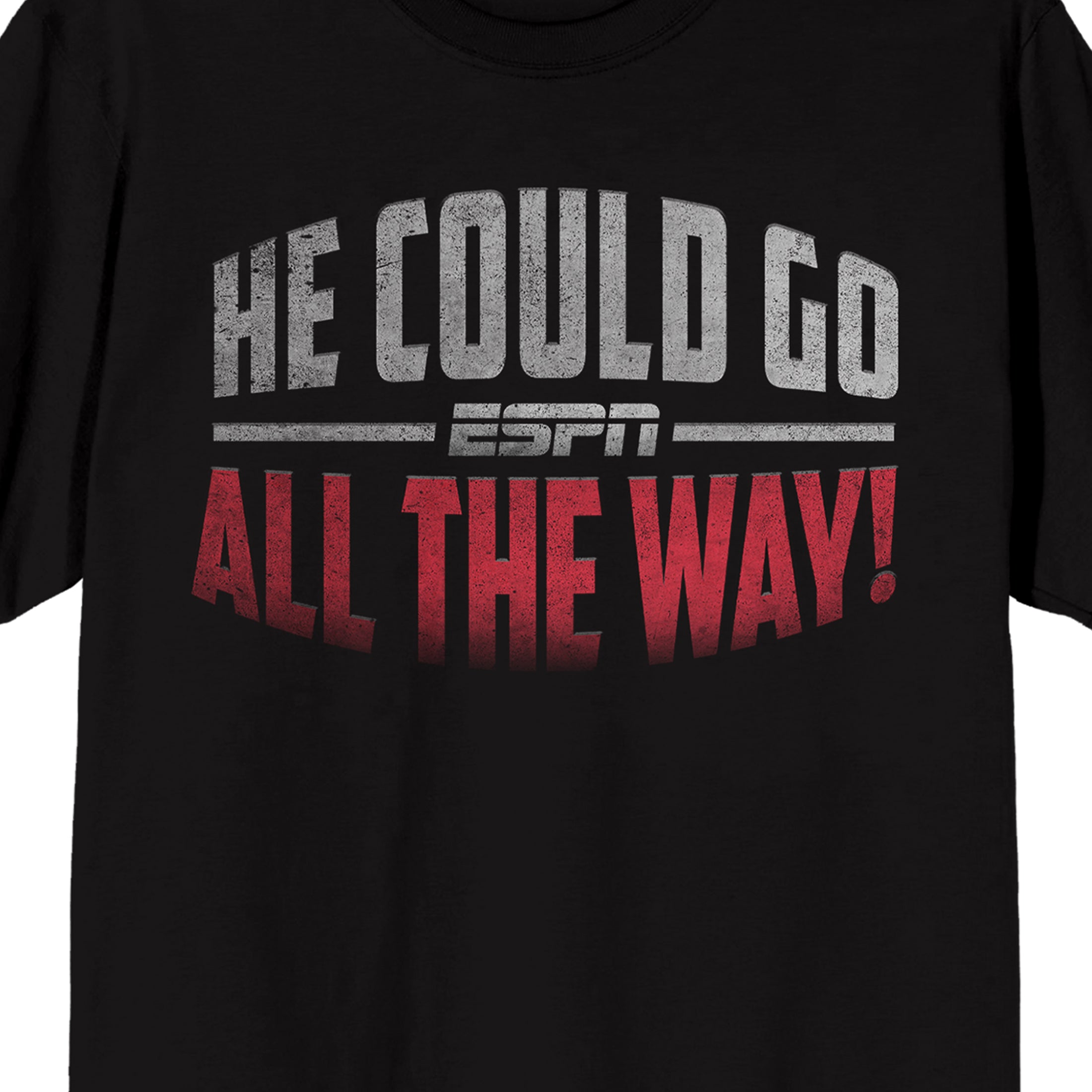 ESPN He Could Go All The Way!, Logo on Black Short Sleeve Adult T-Shirt