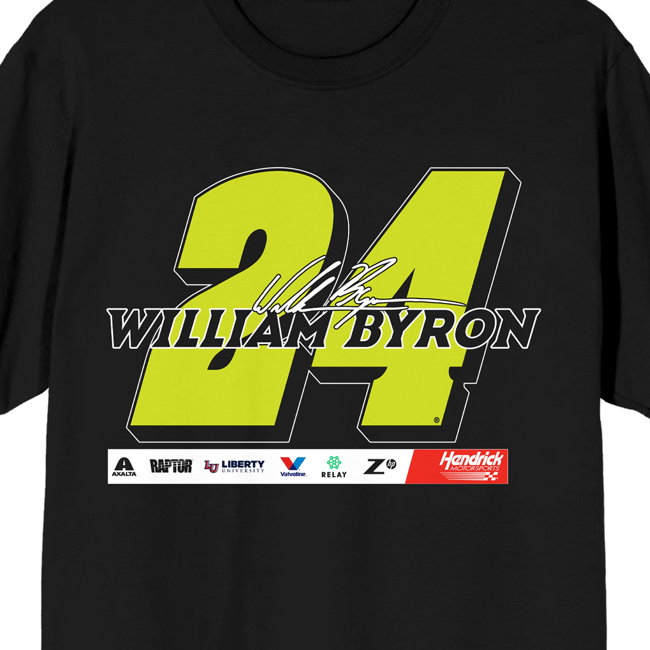 Hendrick Motorsports William Byron Number & Name Adult Black Crew Neck Short Sleeve T-shirt