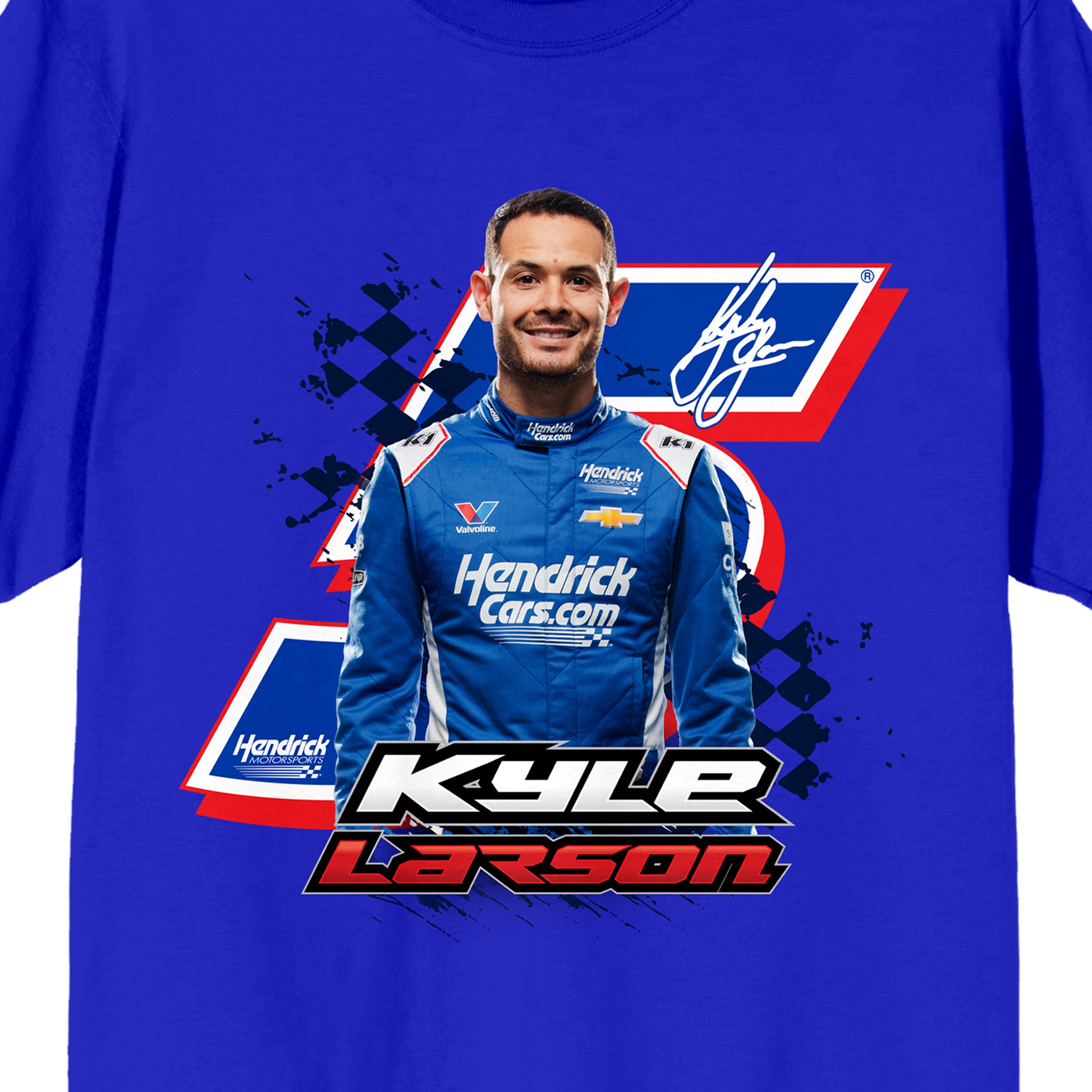 Hendrick Motorsports Kyle Larson Standing Pose Adult Royal Blue Crew Neck Short Sleeve T-shirt