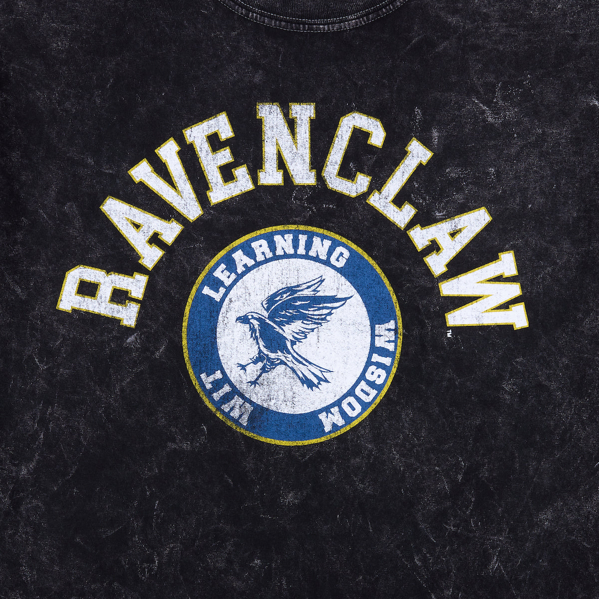 Harry Potter Ravenclaw Varsity Men's Blue Vintage Mineral Wash Crew Neck Short Sleeve T-shirt