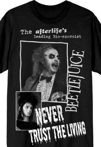 Beetlejuice Never Trust The Living Photo Art Men's Black Crew Neck Short Sleeve T-shirt