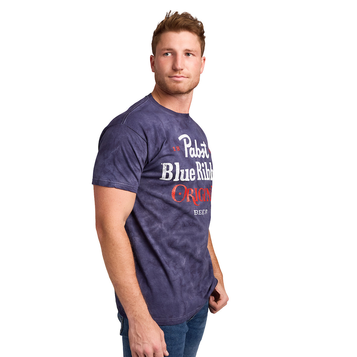 Pabst Blue Ribbon Original Men's Blue Crystal Wash Crew Neck Short Sleeve T-shirt