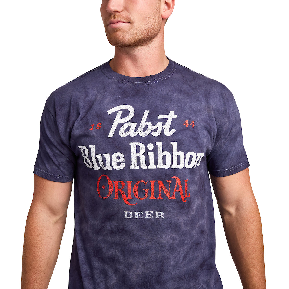 Pabst Blue Ribbon Original Men's Blue Crystal Wash Crew Neck Short Sleeve T-shirt