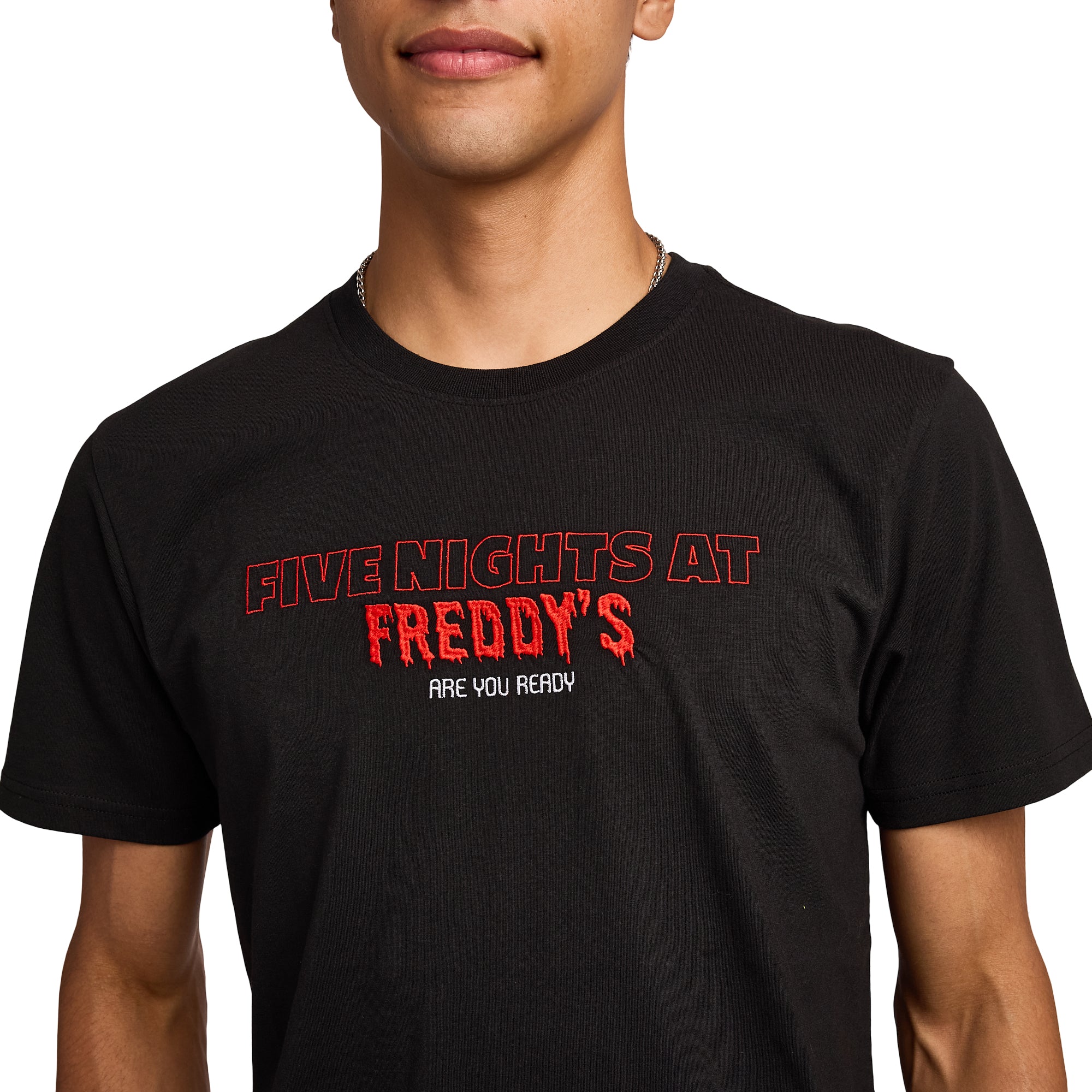 Five Nights At Freddy's Black & White Character Art Men's Black Crew Neck Short Sleeve T-shirt