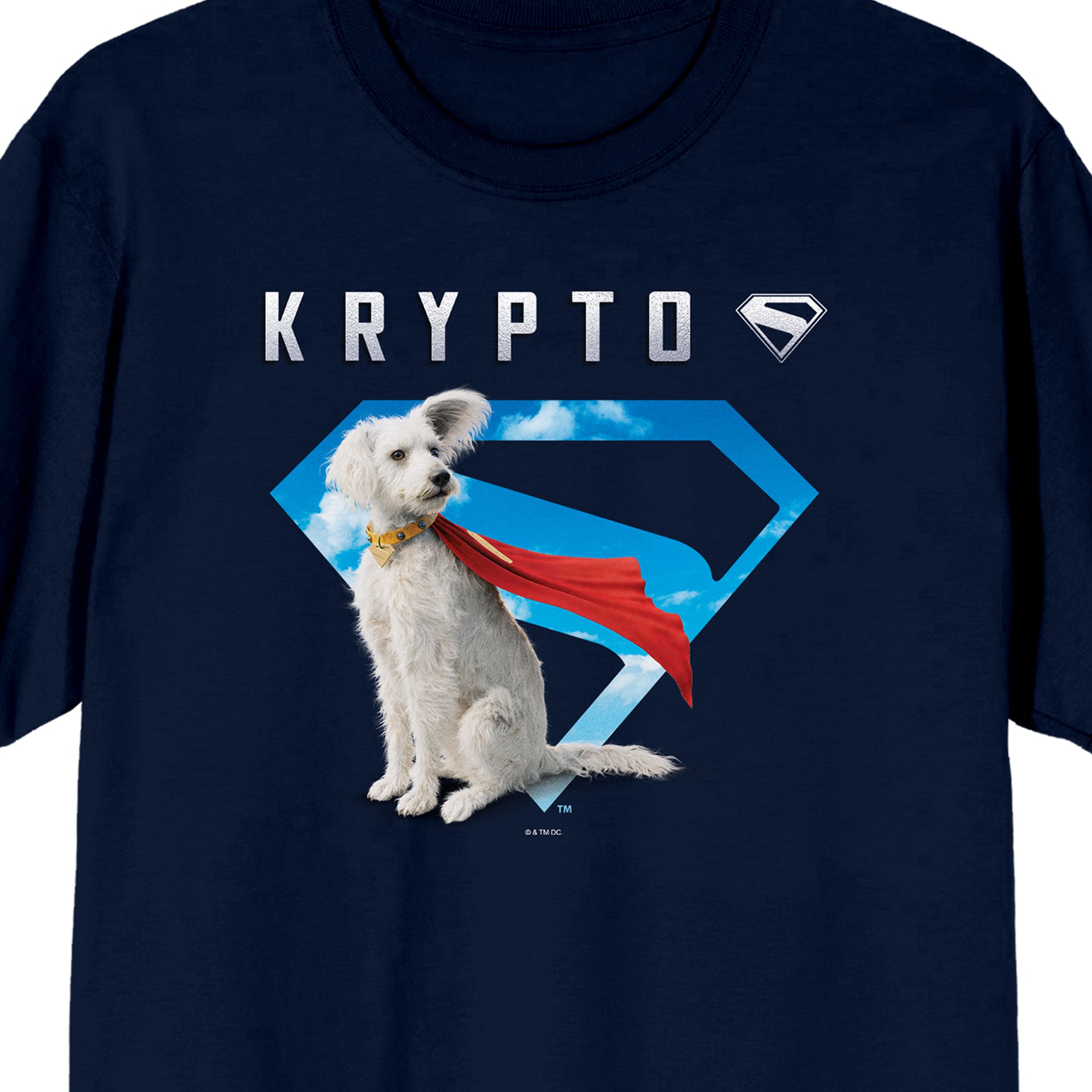 Superman 2025 Krypto Superman Logo Adult Navy Crew Neck Short Sleeve T-shirt