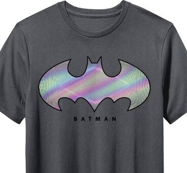 Batman Reflective Bat Logo on Men's Charcoal Short Sleeve Tee