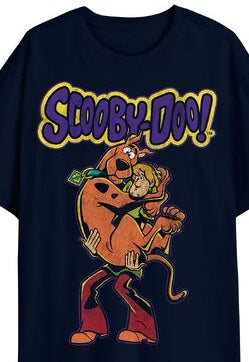 Scooby Doo Oversized Character Front and Back on Men's Black Short Sleeve Tee
