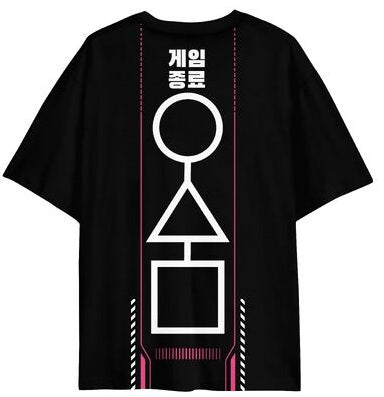 Squid Game Logo Front and Back on Men's Black Short Sleeve Tee