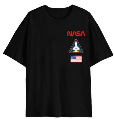 NASA Logo Graphics on Men's Black Short Sleeve Tee