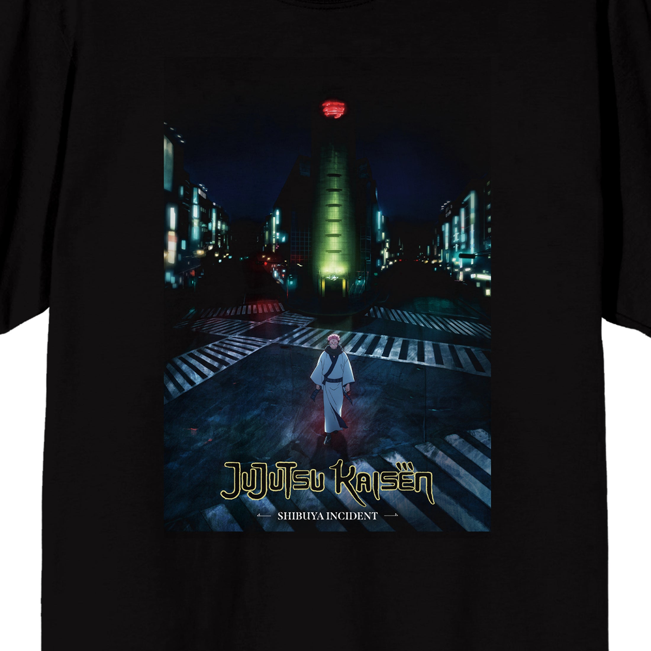 Jujutsu Kaisen Shibuya Crossroads Adult Black Crew Neck Short Sleeve T-shirt