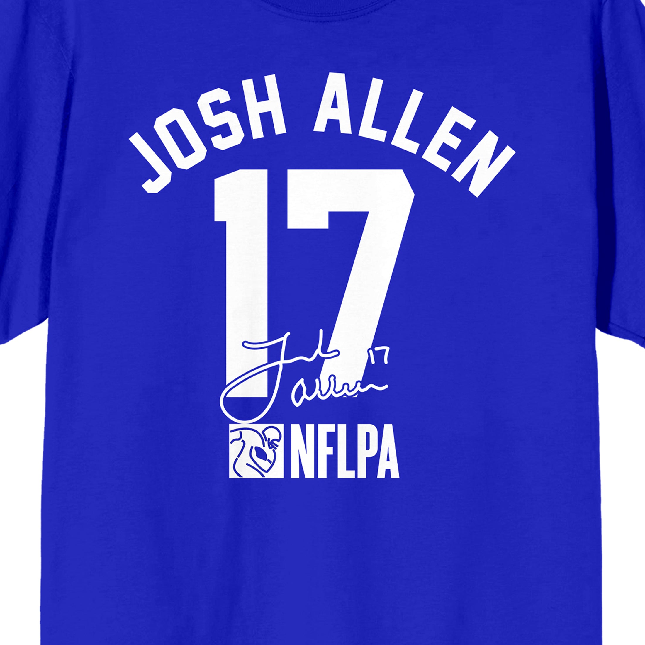 NFLPA Josh Allen 17 Signature Adult Royal Blue Crew Neck Short Sleeve T-shirt
