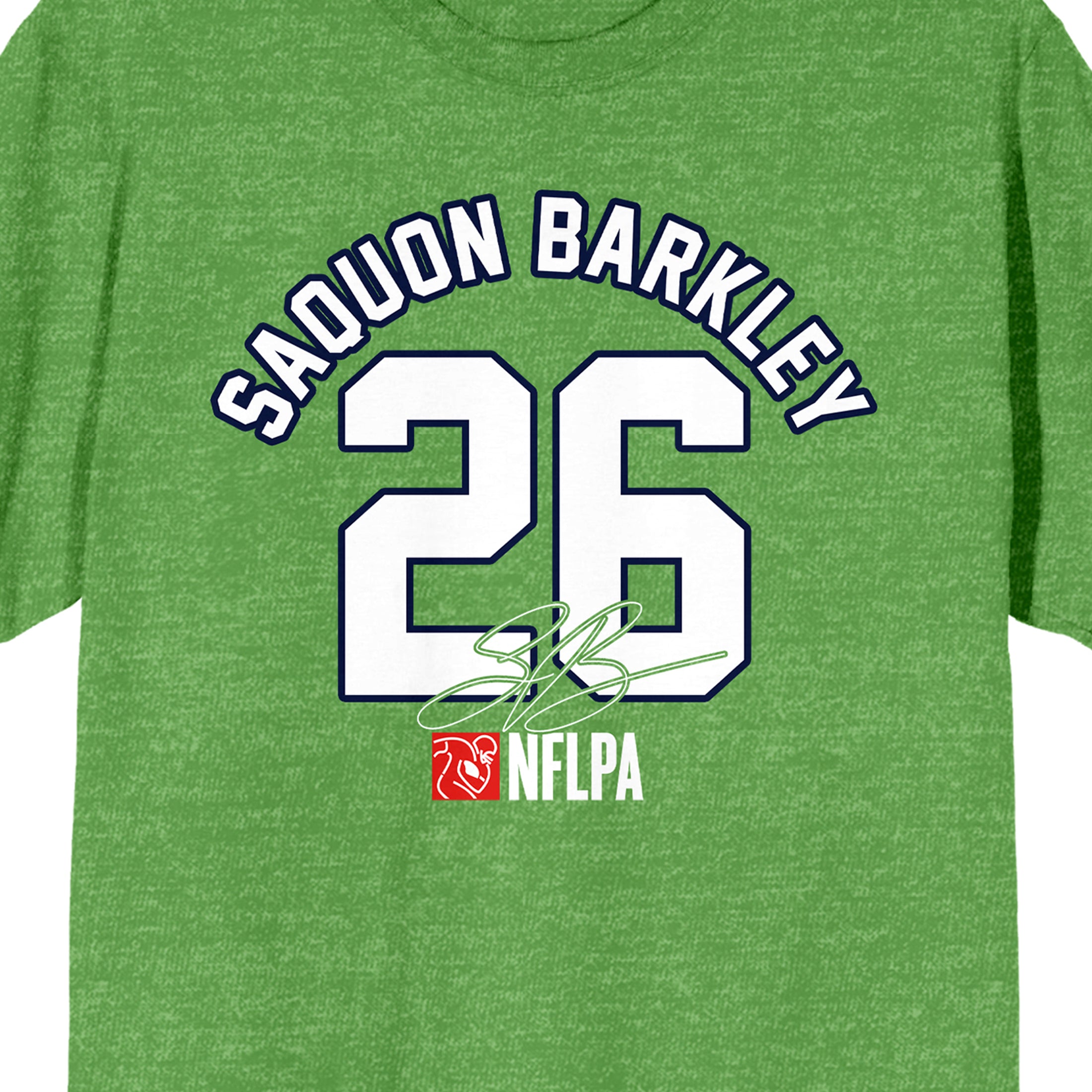 NFLPA Saquon Barkley 26 Adult Kelly Green Heather Crew Neck Short Sleeve T-shirt