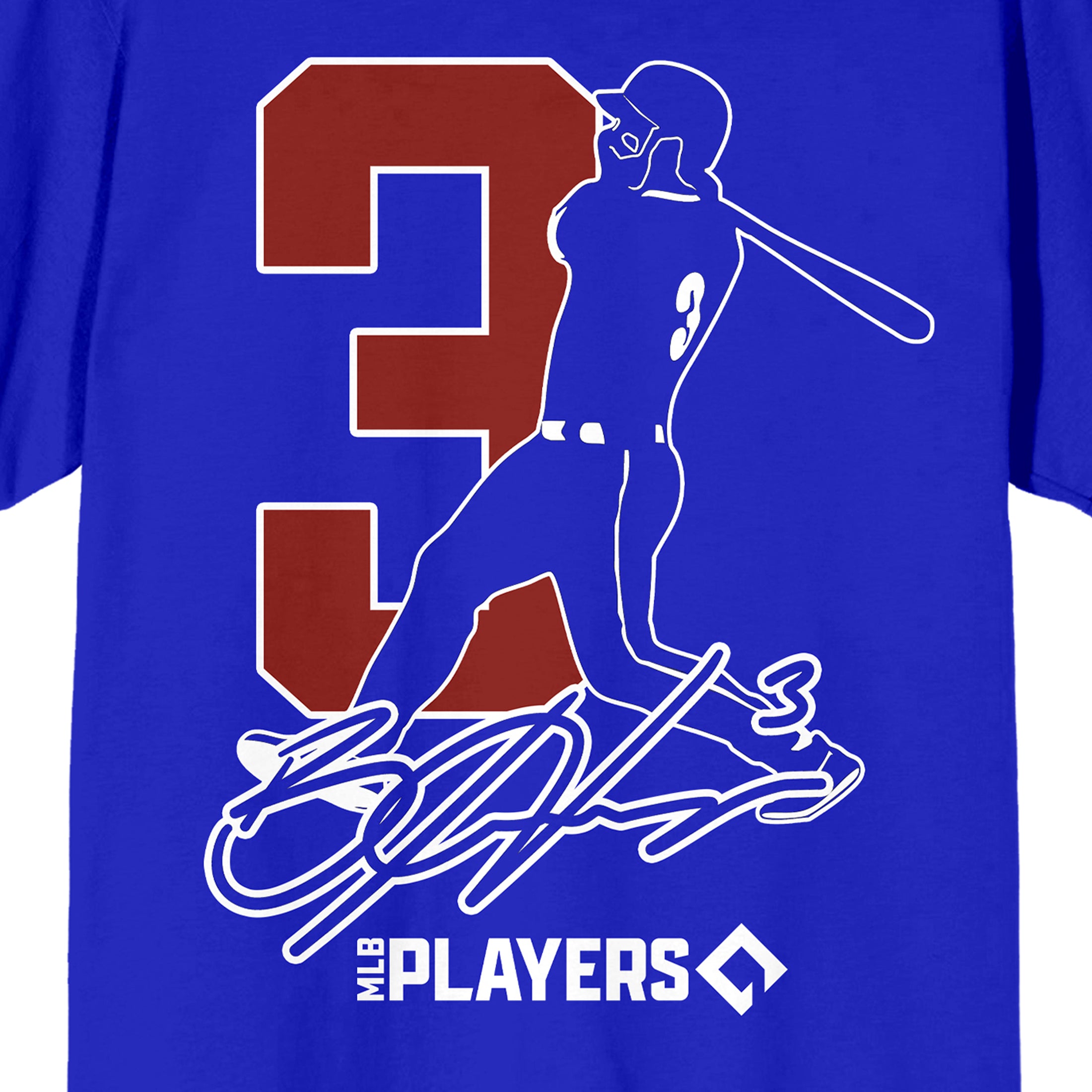 Bryce Harper Bryce Harper Silhouette & Number 3 Adult Royal Blue Crew Neck Short Sleeve T-Shirt