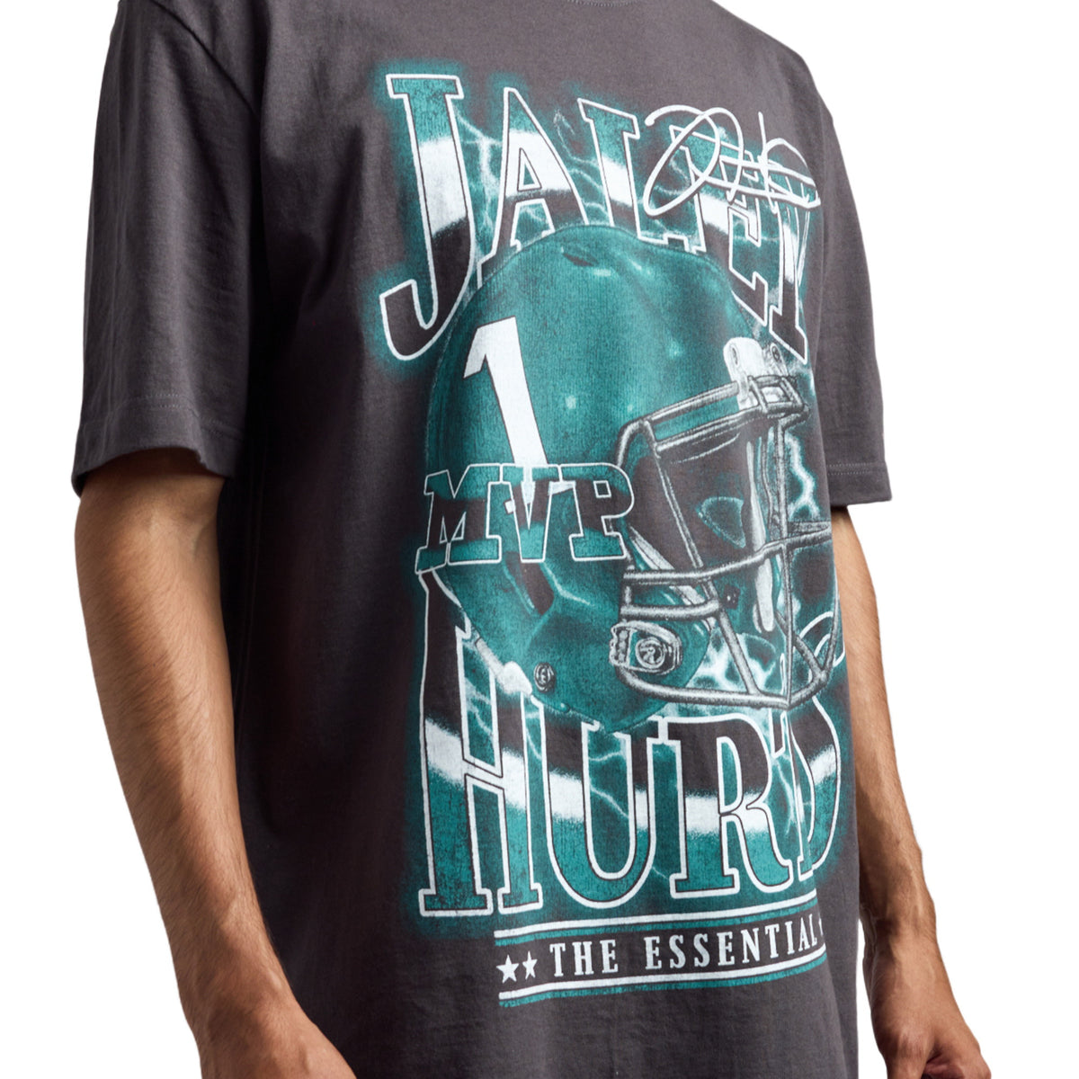 NFLPA Jalen Hurts Helmet Art Charcoal Short Sleeve Tee