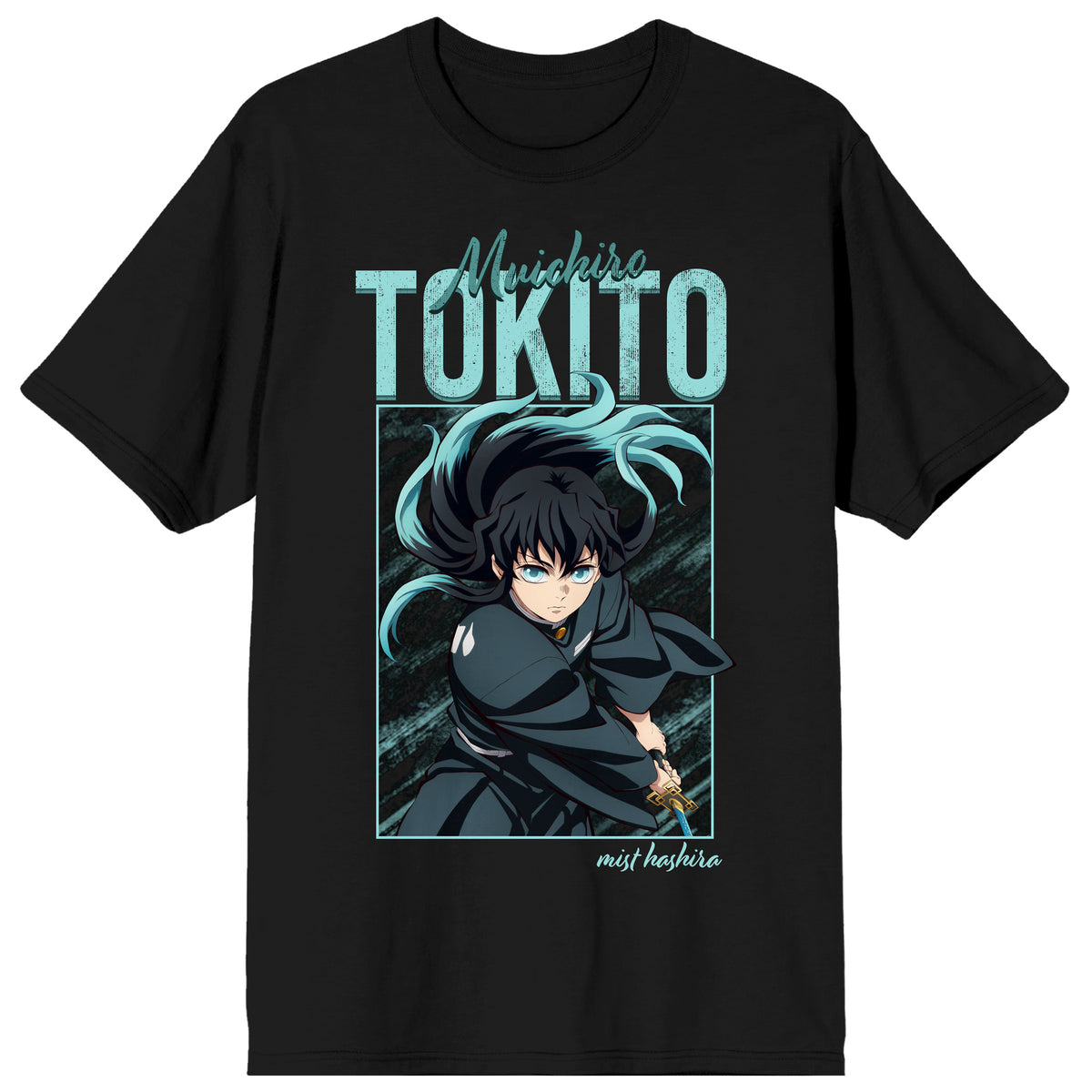 Demon Slayer Infinity Castle Muchichiro Tokito Adult Black Crew Neck Short Sleeve T-shirt