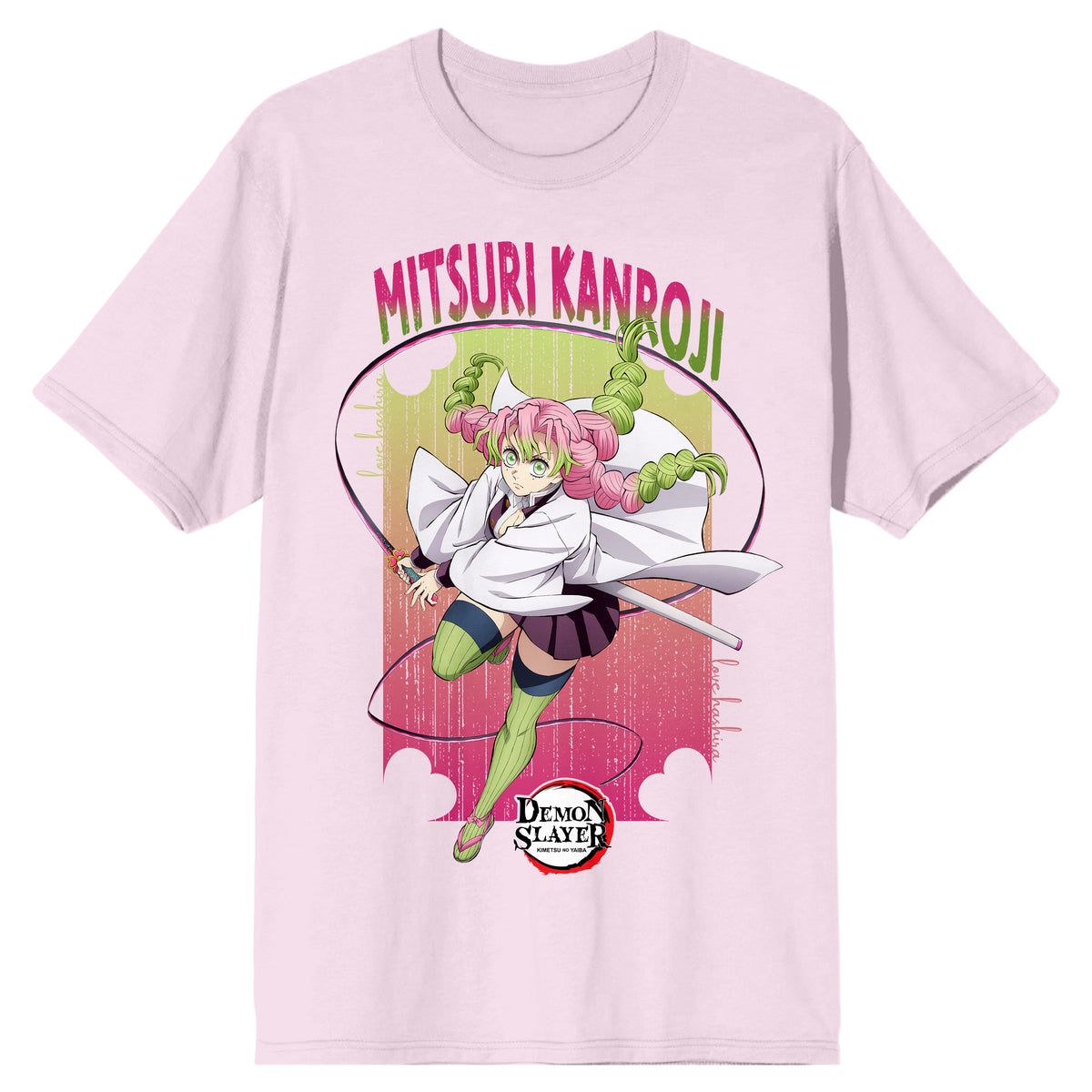 Demon Slayer Infinity Castle Mitsuri Kanjori Adult Cradle Pink Crew Neck Short Sleeve T-shirt