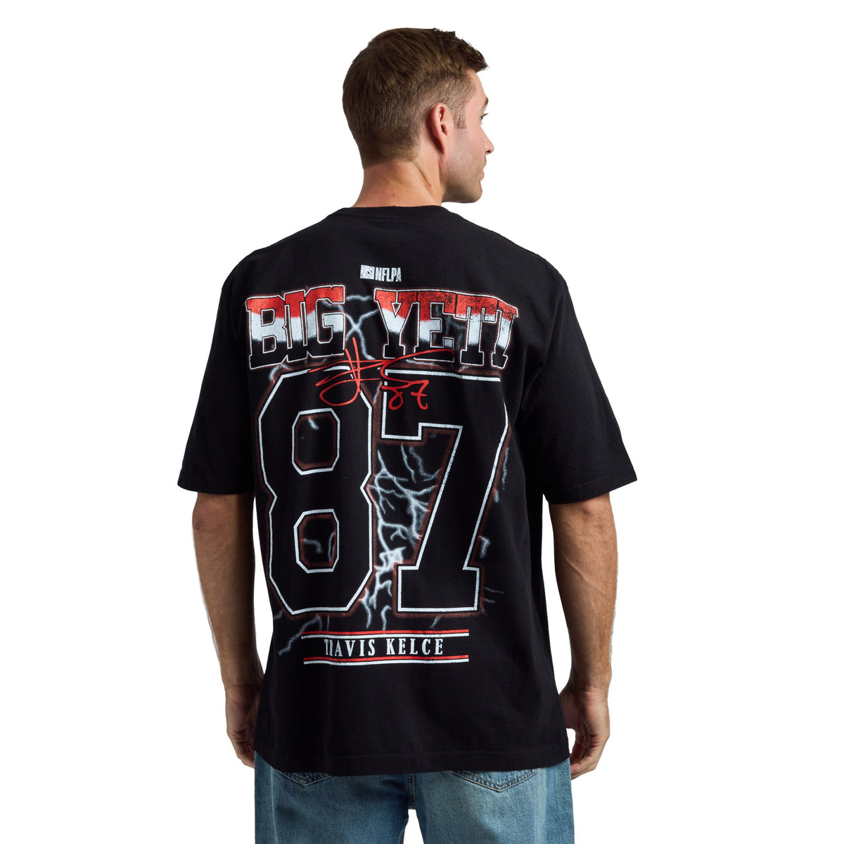 NFLPA Travis Kelce #28 Helmet Art Short Sleeve Tee for Men