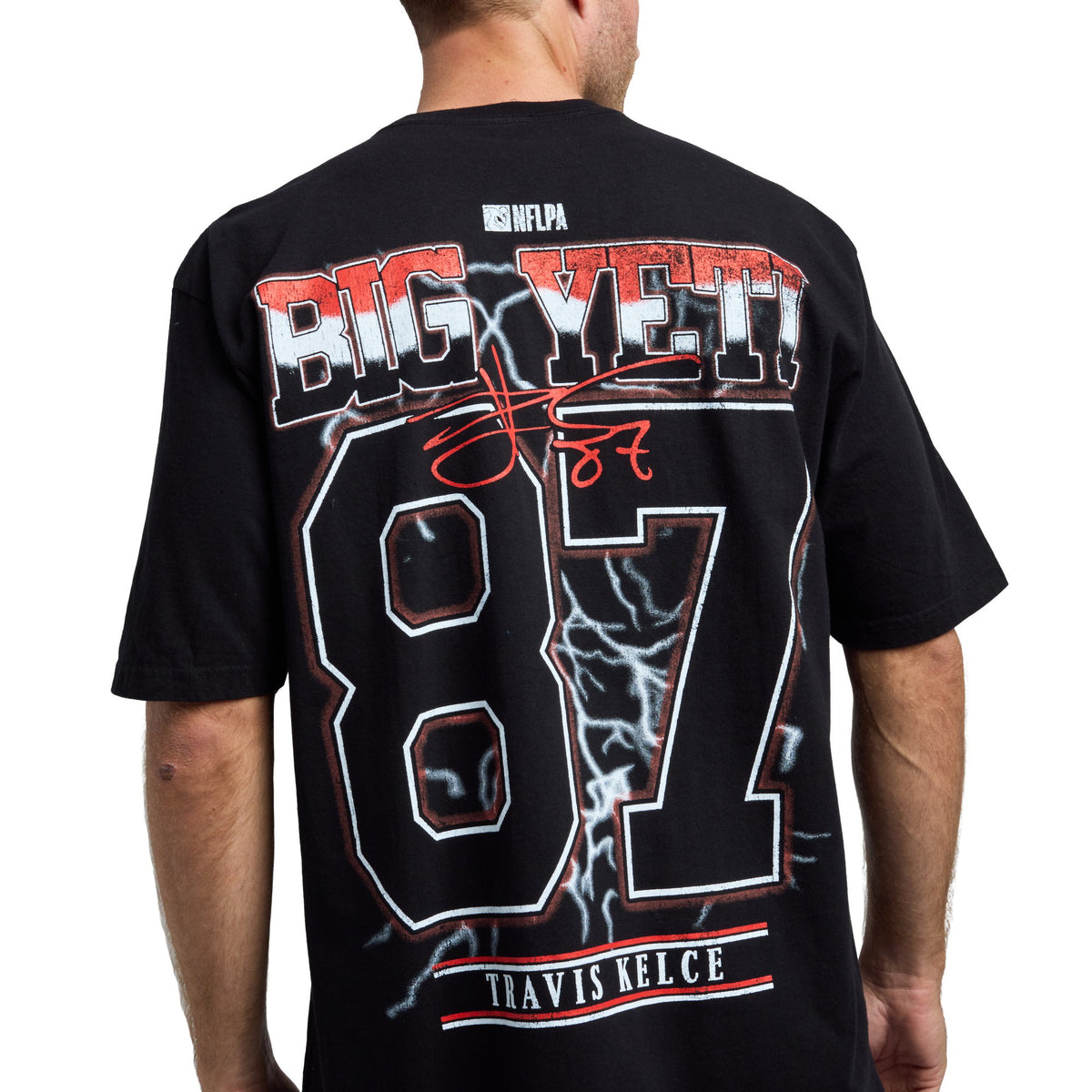 NFLPA Travis Kelce #28 Helmet Art Short Sleeve Tee for Men