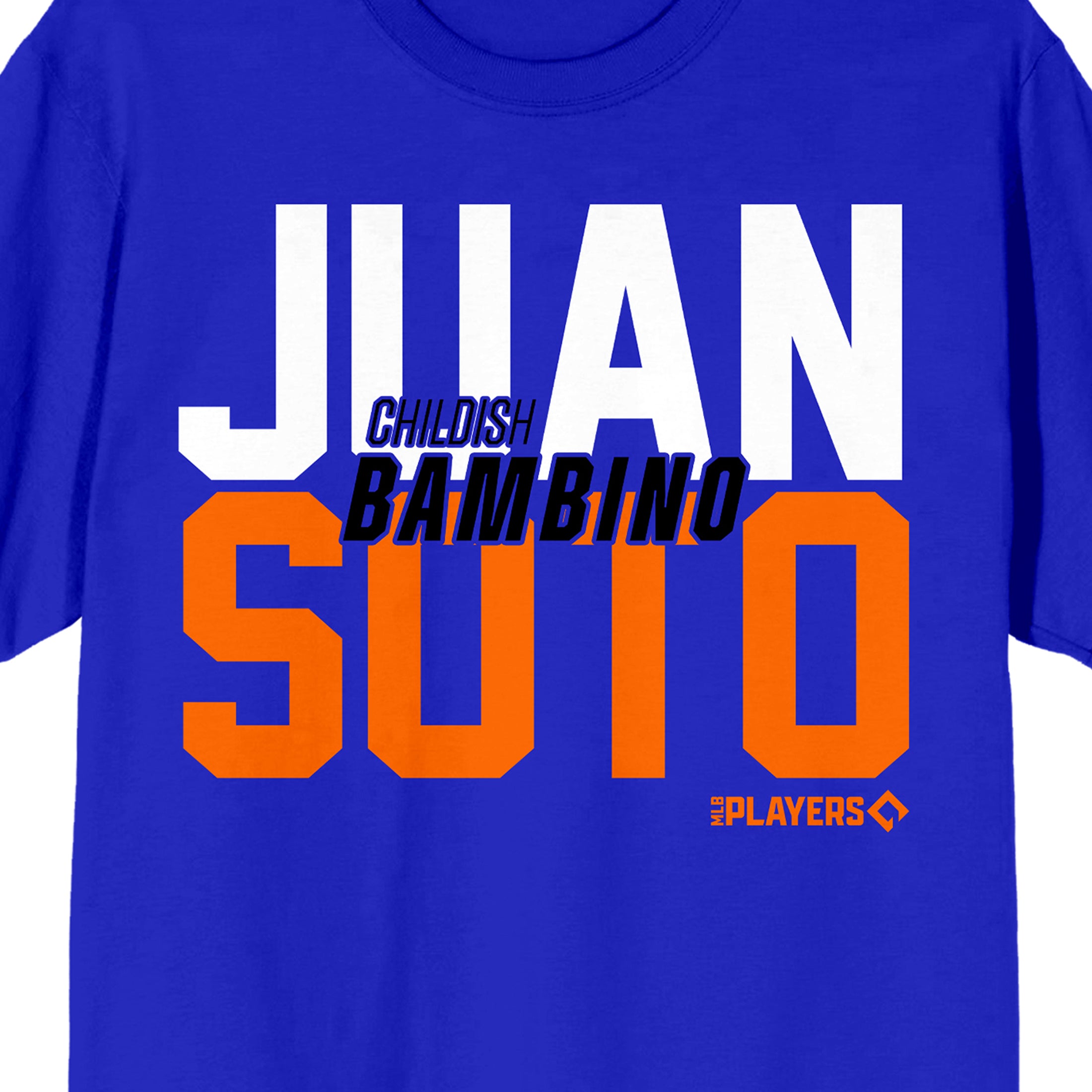 MLBPA Juan Soto Childish Bambino Adult Royal Blue Crew Neck Short Sleeve T-shirt