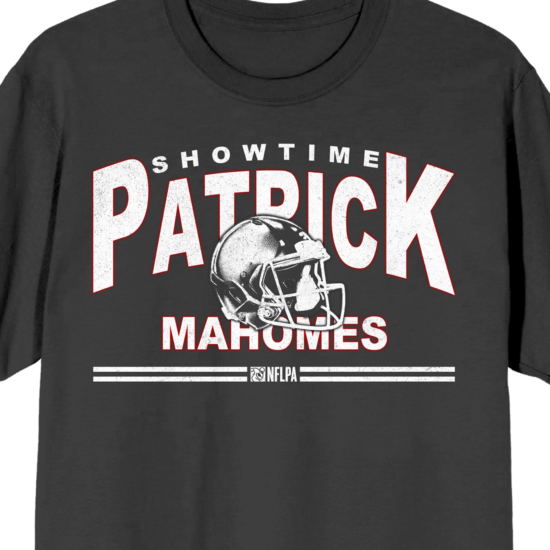 NFLPA Patrick Mahomes Football Helmet Adult Charcoal Crew Neck Short Sleeve T-shirt