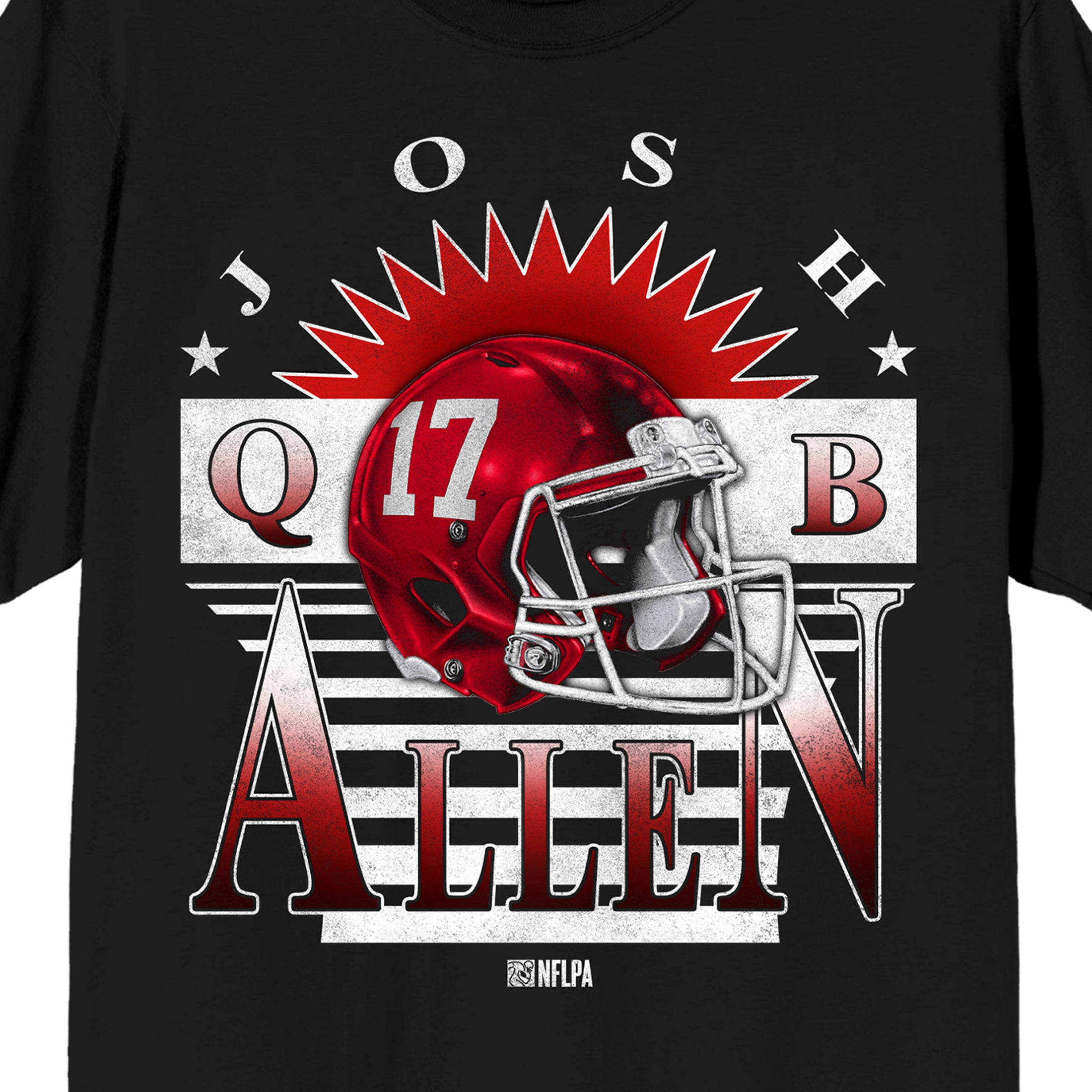 Bioworld Josh Allen NFLPA Men's Short Sleeve Graphic Tee | #17 QB Helmet Screen-Print | Officially Licensed NFL Players Football T-Shirt