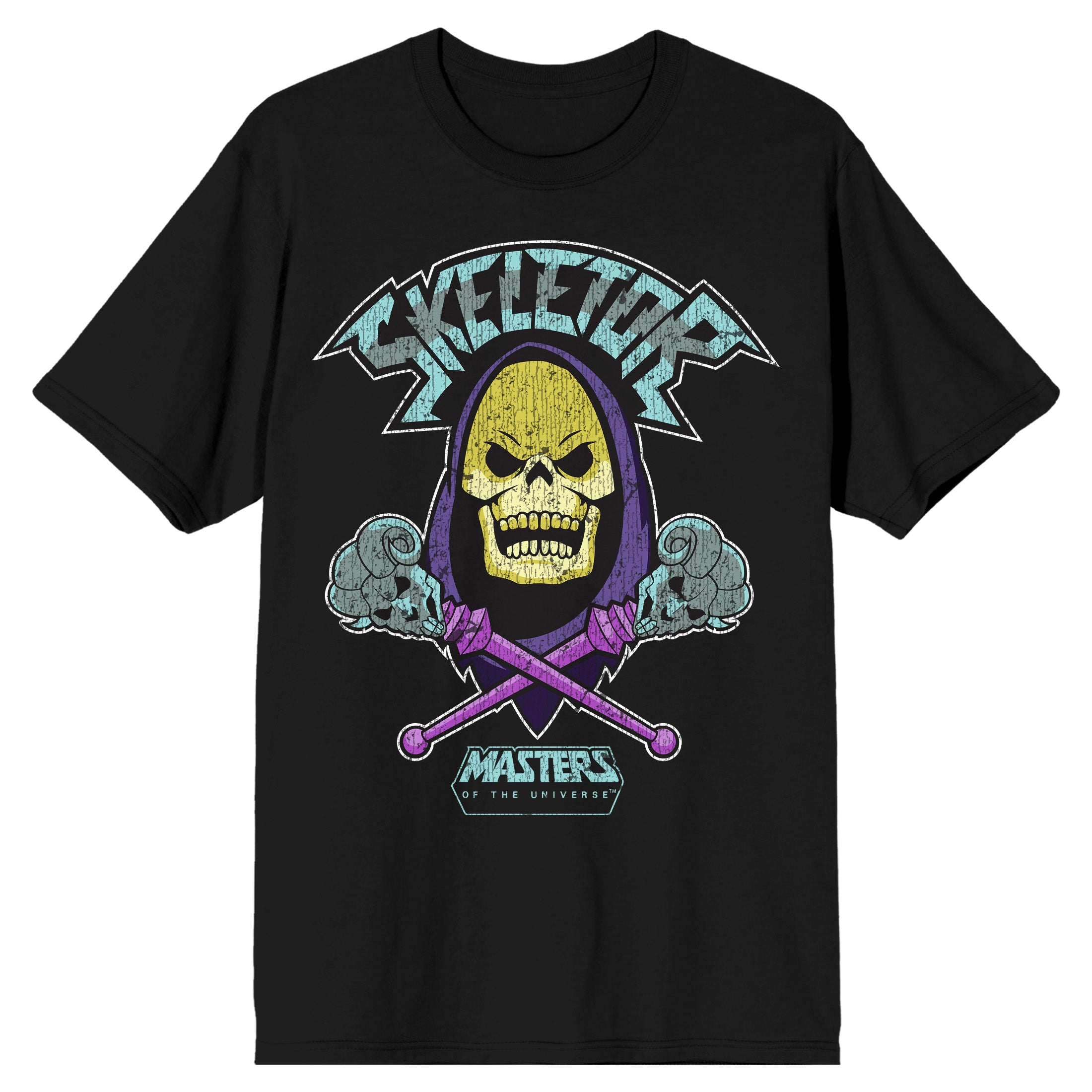 Masters of the Universe Skeletor Men's Graphic Tee Vintage Distressed Screen Print Short Sleeve Crew Neck T-Shirt