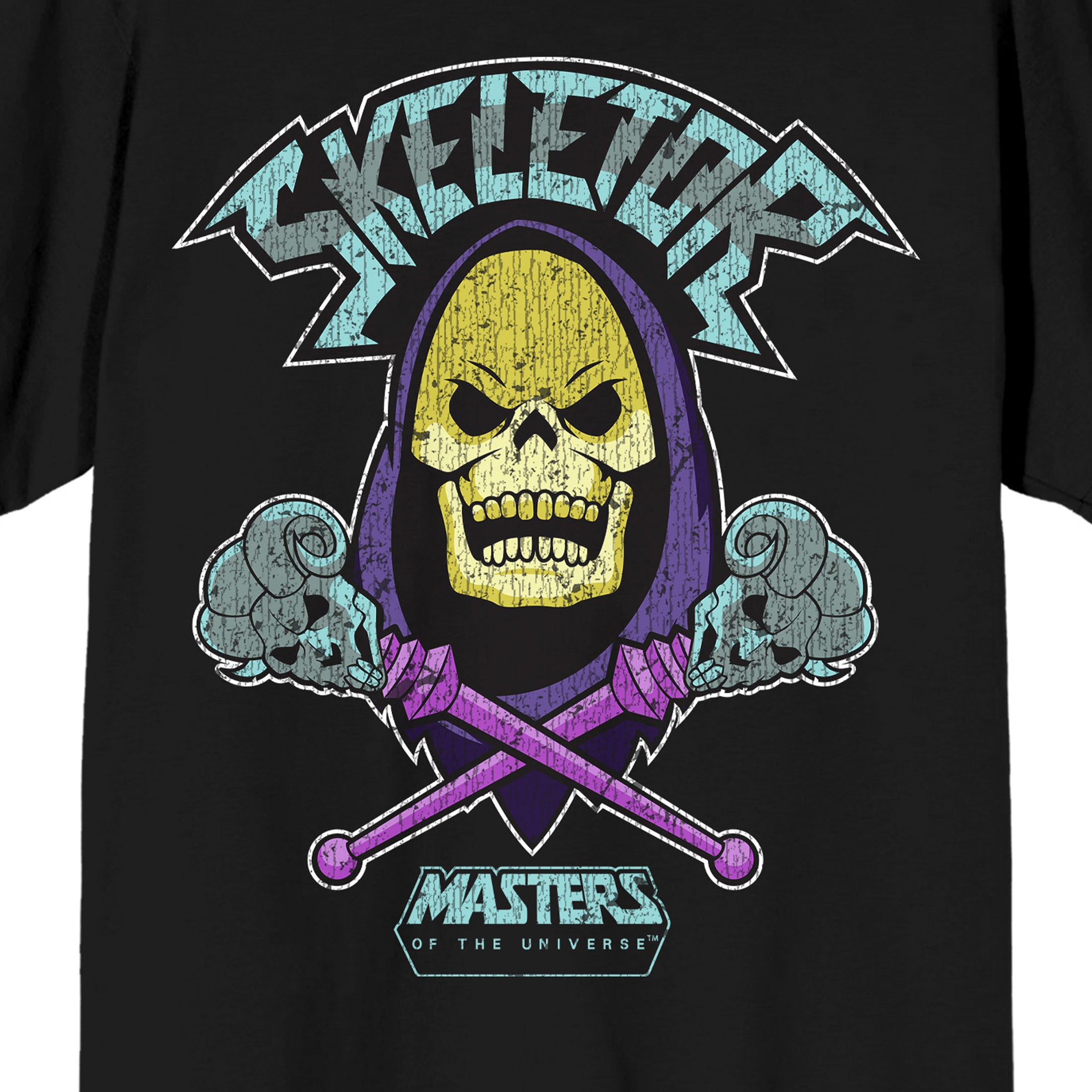 Masters of the Universe Skeletor Men's Graphic Tee Vintage Distressed Screen Print Short Sleeve Crew Neck T-Shirt