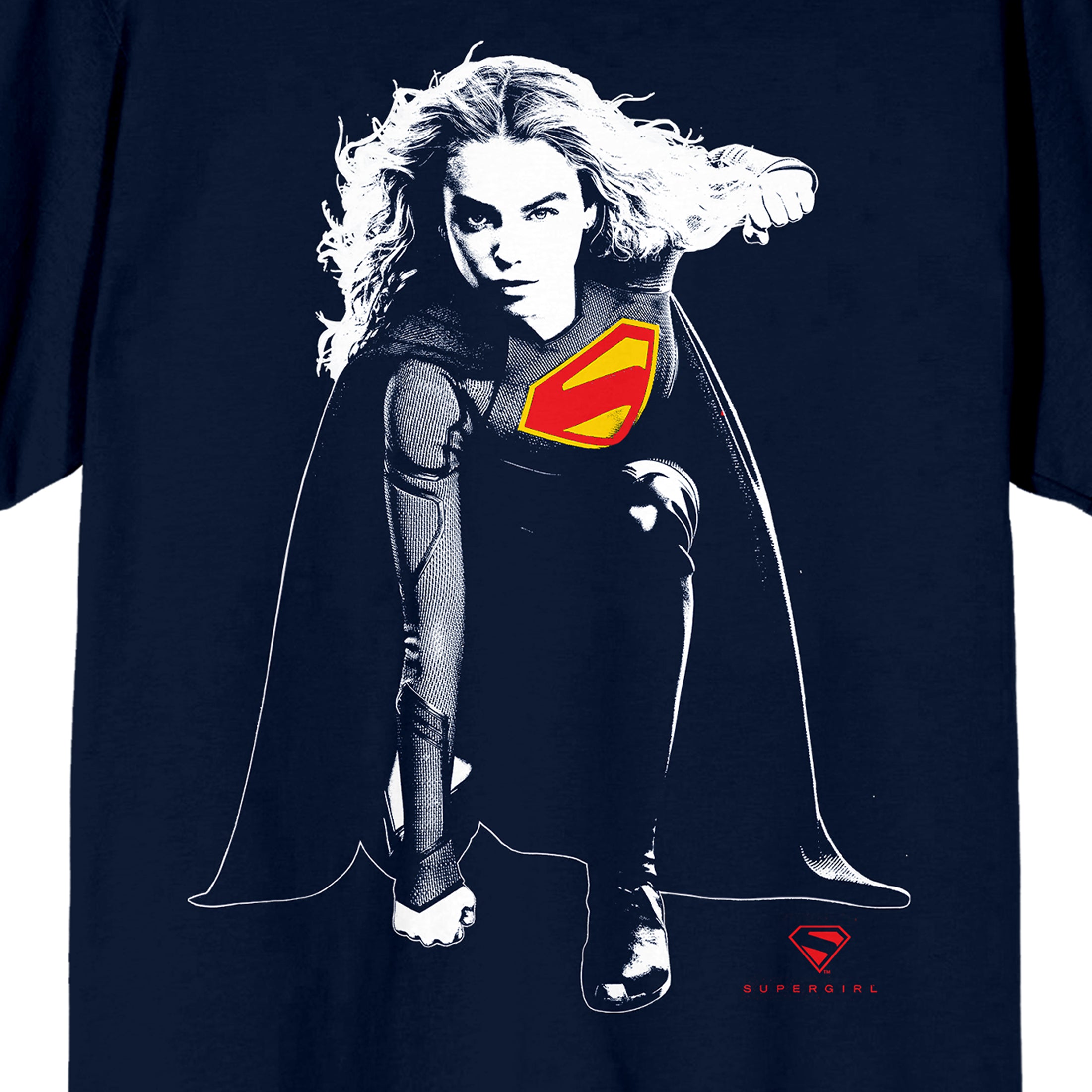 Supergirl Movie (2026) Heroic Pose Men’s Navy Crew Neck Short Sleeve T-shirt