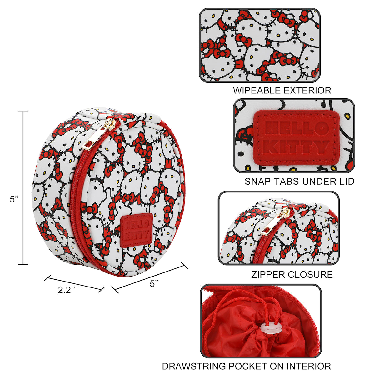 Hello Kitty Character Face All-Over Print 5" Tech Cable Organizer Travel Case