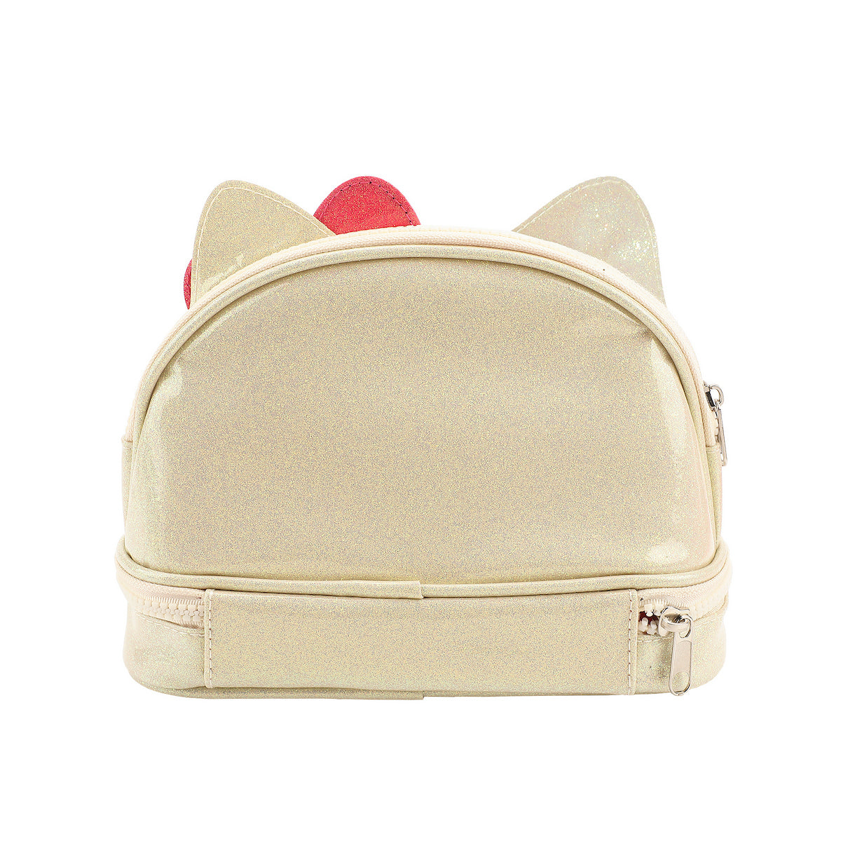 Hello Kitty Character Face White Glitter 6" Cosmetic Pouch