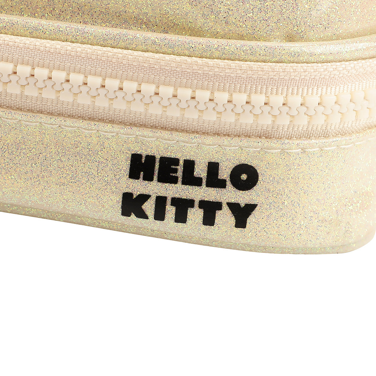 Hello Kitty Character Face White Glitter 6" Cosmetic Pouch