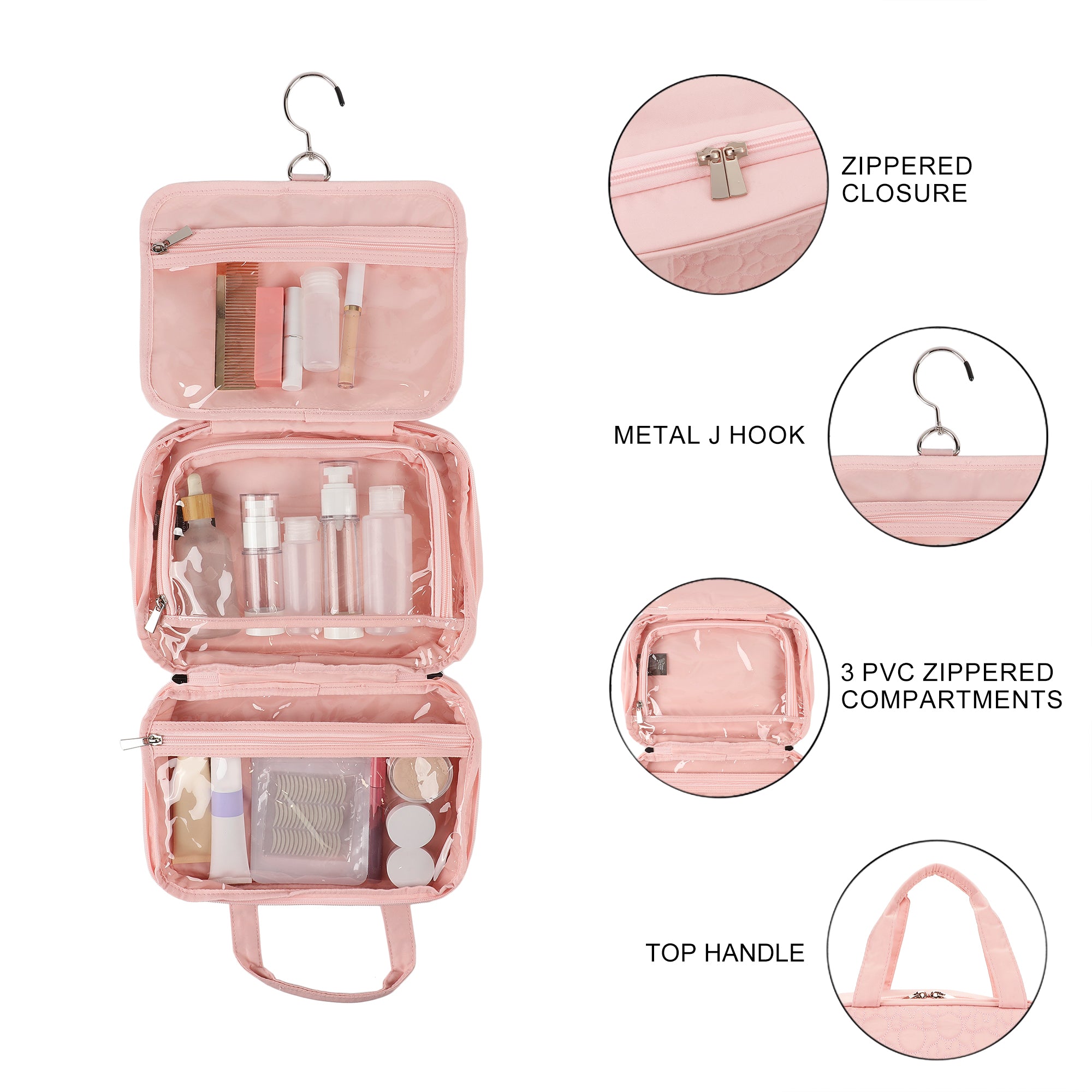 Disney Minnie Mouse Head Pattern Adult Hanging Cosmetic/Toiletry Bag