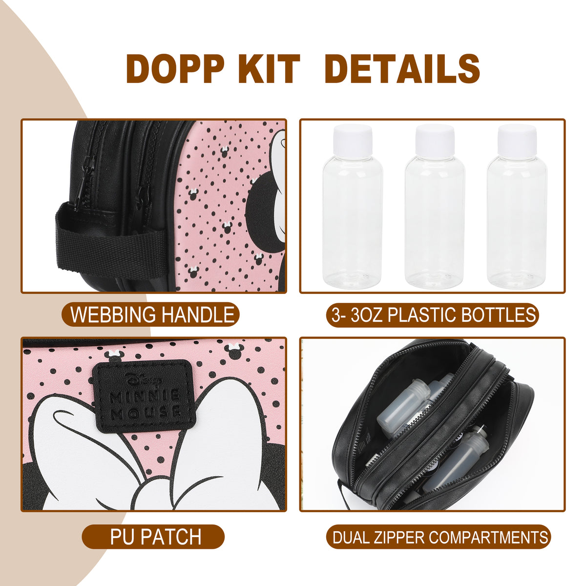 Minnie Mouse Classic Peeking Pink AOP Cosmetic Toiletry Bag