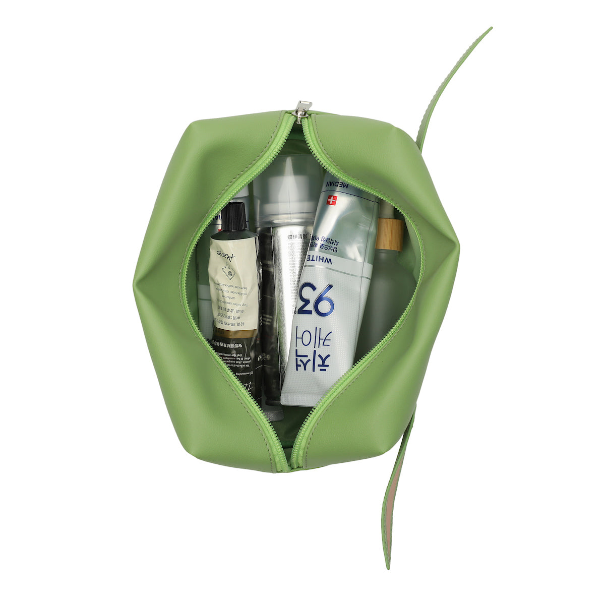 Big Face Grogu with Applique Ears on Green PU Cosmetic Bag