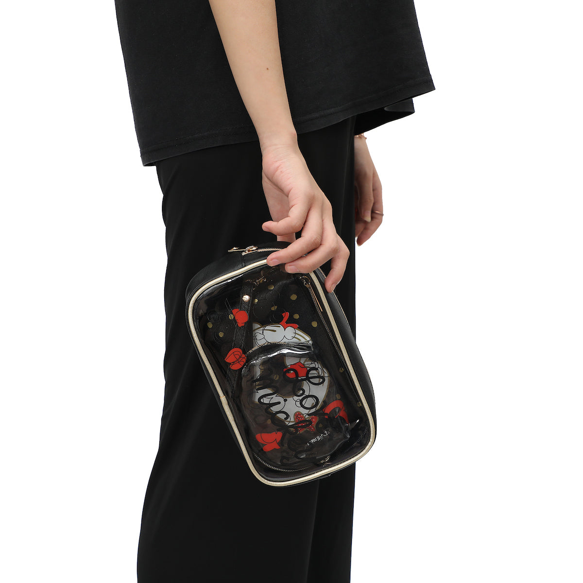 Mickey 3-Piece Set Toiletry Bags with Clear PVC Makeup Bag