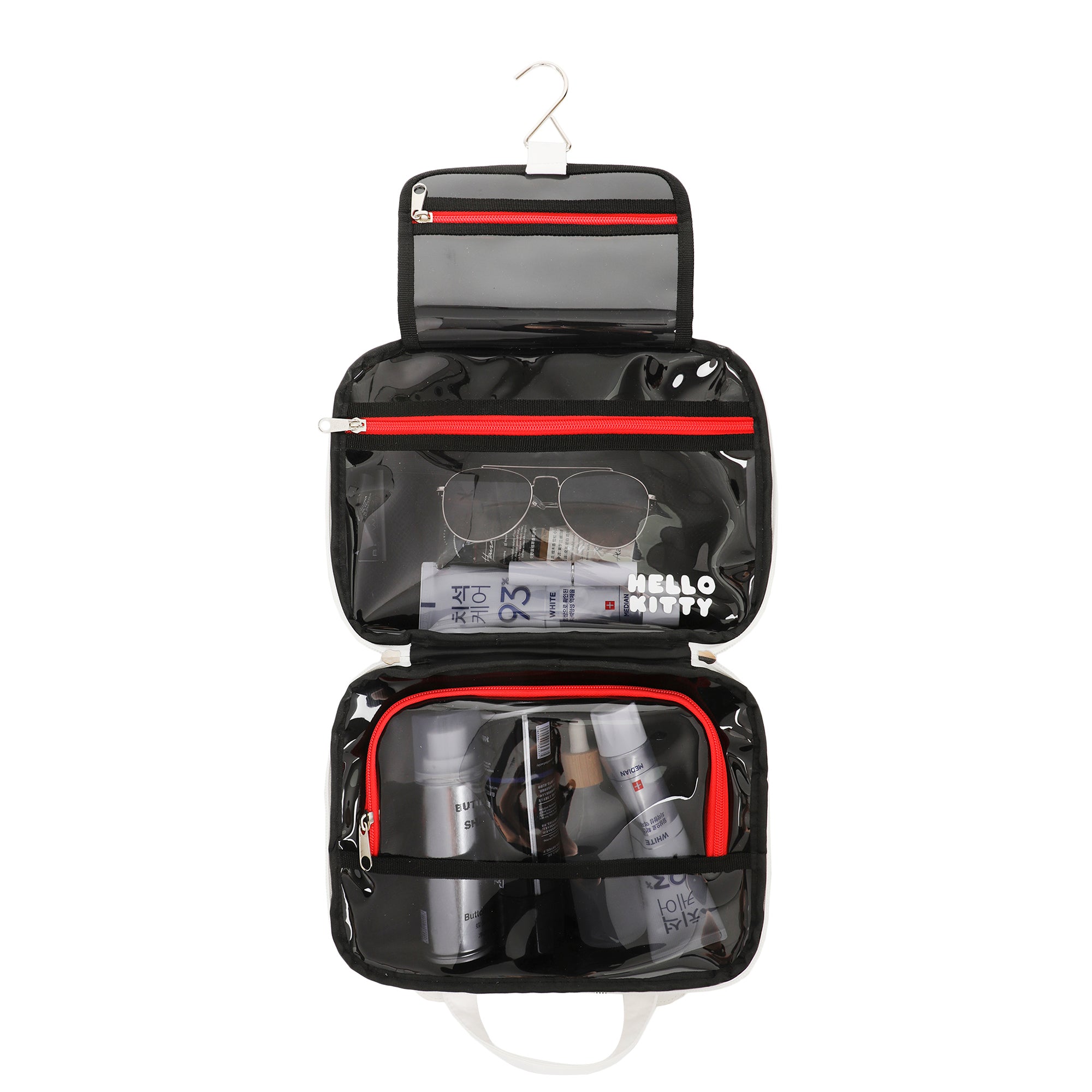 Hello Kitty Foldable Hanging Toiletry Travel Makeup Bag Cosmetic Case With 3D Bow