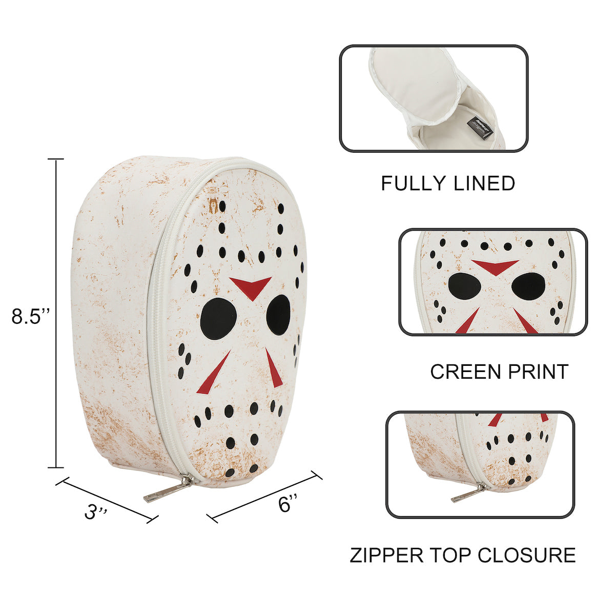 Friday The 13th Jason Mask 8.5 Cosmetic Bag