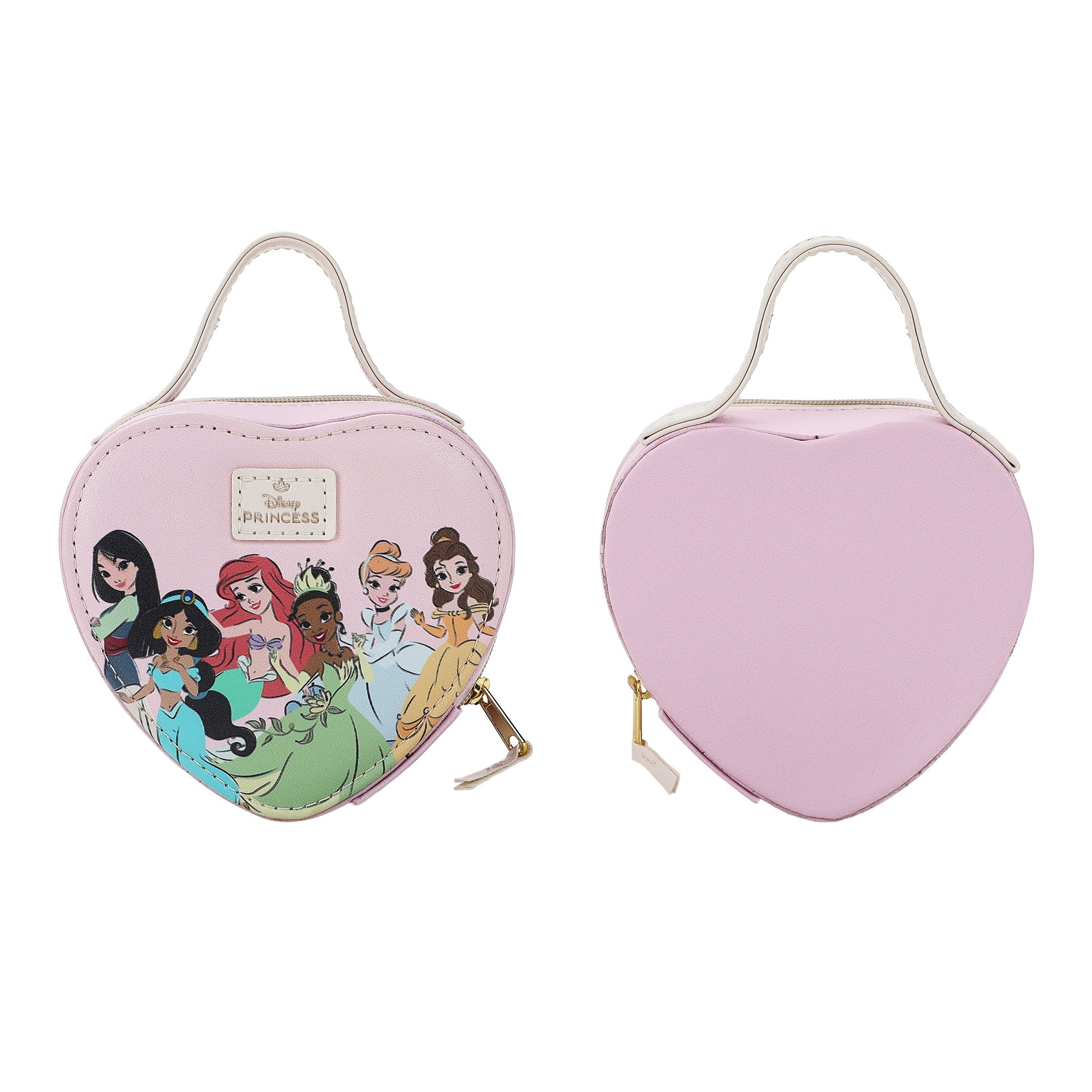 Heart-Shaped Disney Princesses Mini Travel Jewelry Case With Handle