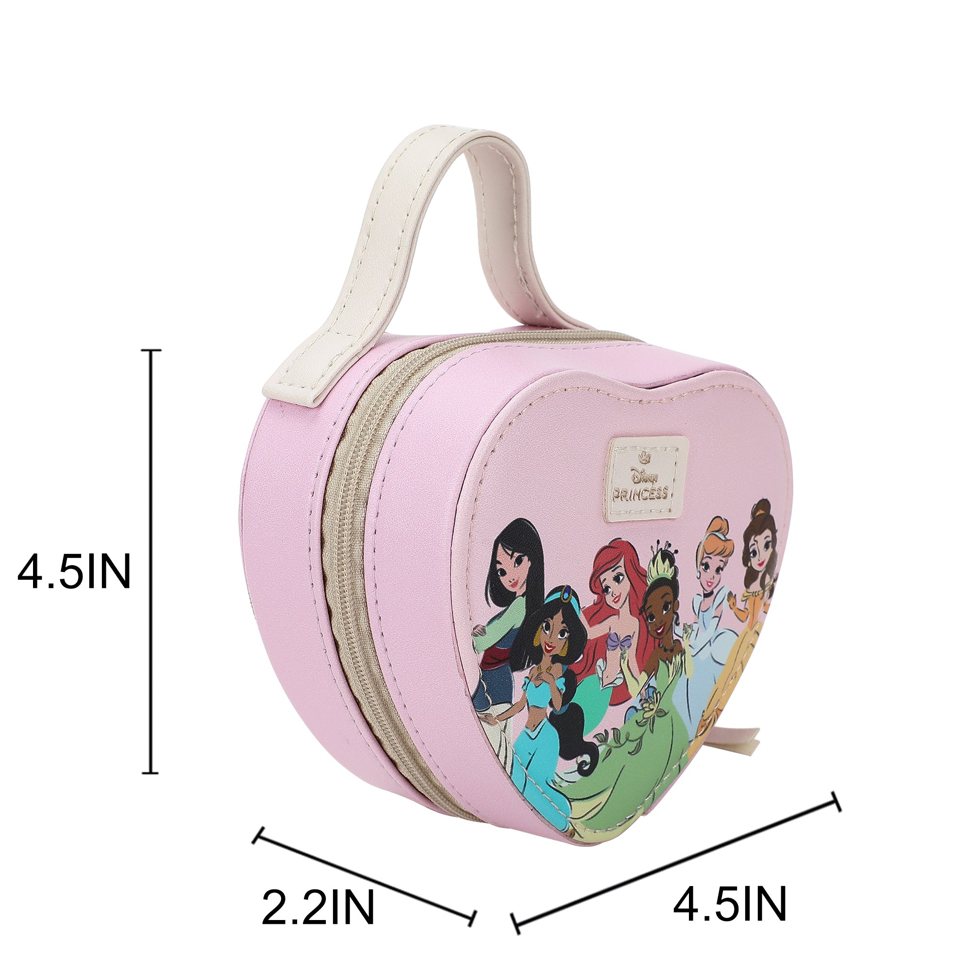 Heart-Shaped Disney Princesses Mini Travel Jewelry Case With Handle