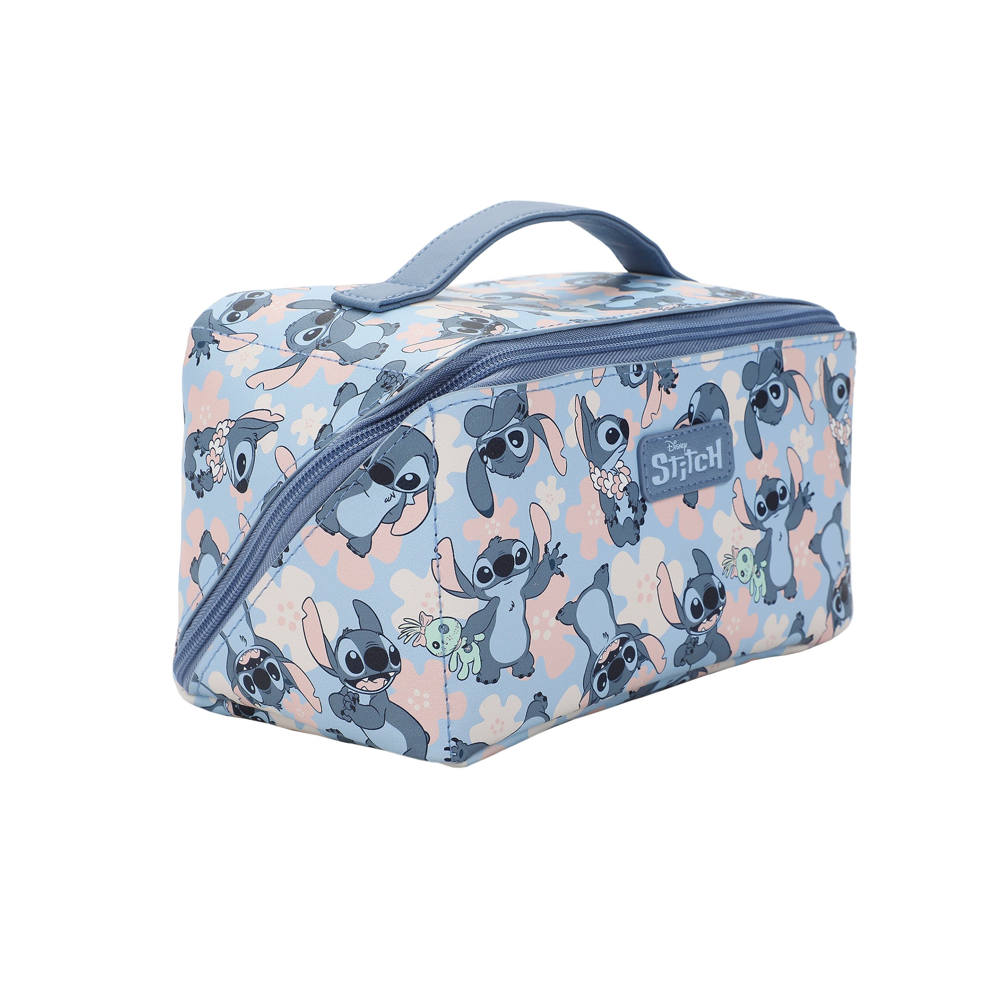 Disney Stitch Poses All-Over Print 9" Blue Cosmetic Makeup Toiletry Bag