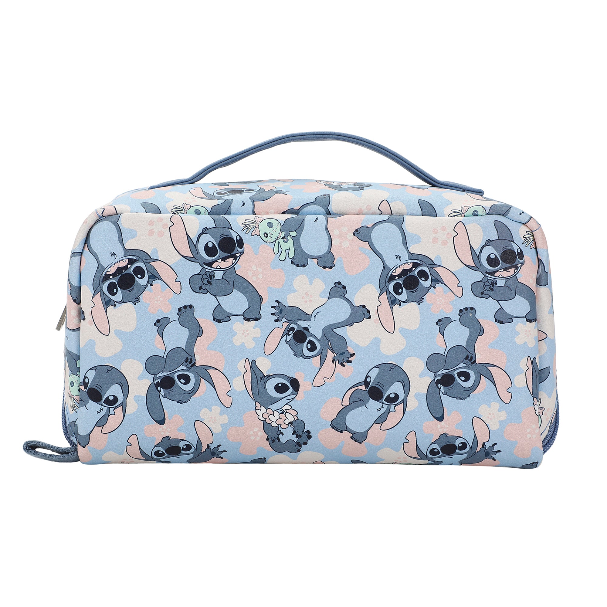 Disney Stitch Poses All-Over Print 9" Blue Cosmetic Makeup Toiletry Bag