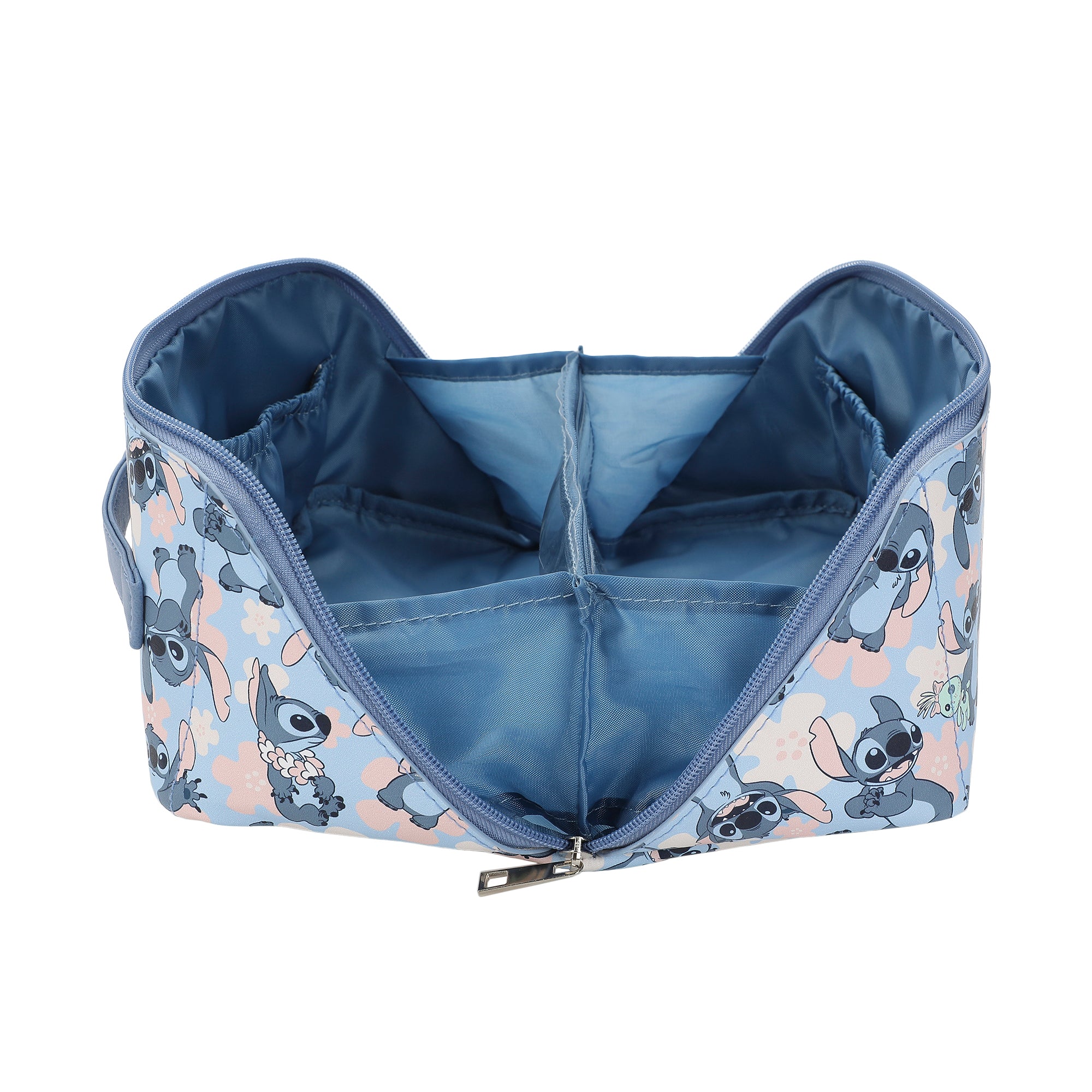 Disney Stitch Poses All-Over Print 9" Blue Cosmetic Makeup Toiletry Bag