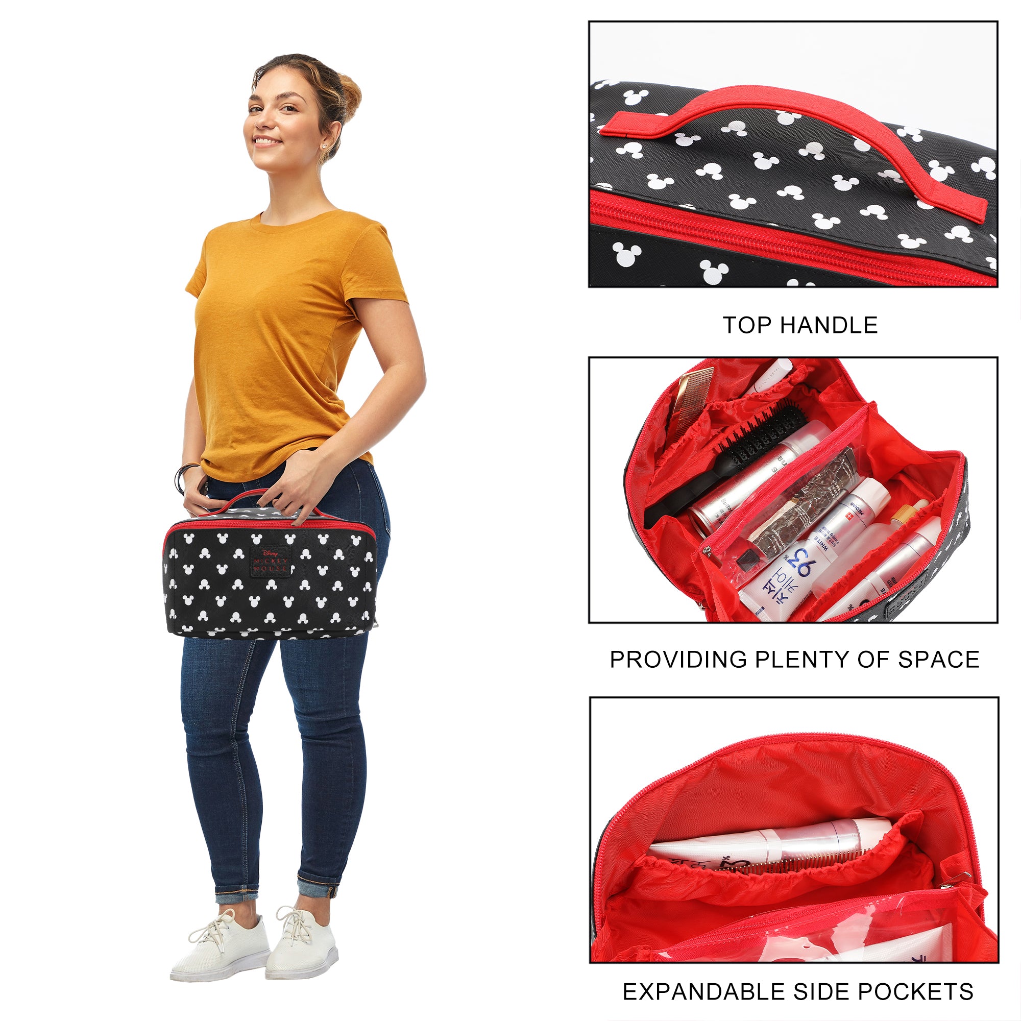 Disney Mickey Mouse Ears All-Over Print 23.5 CM Black Cosmetic Bag